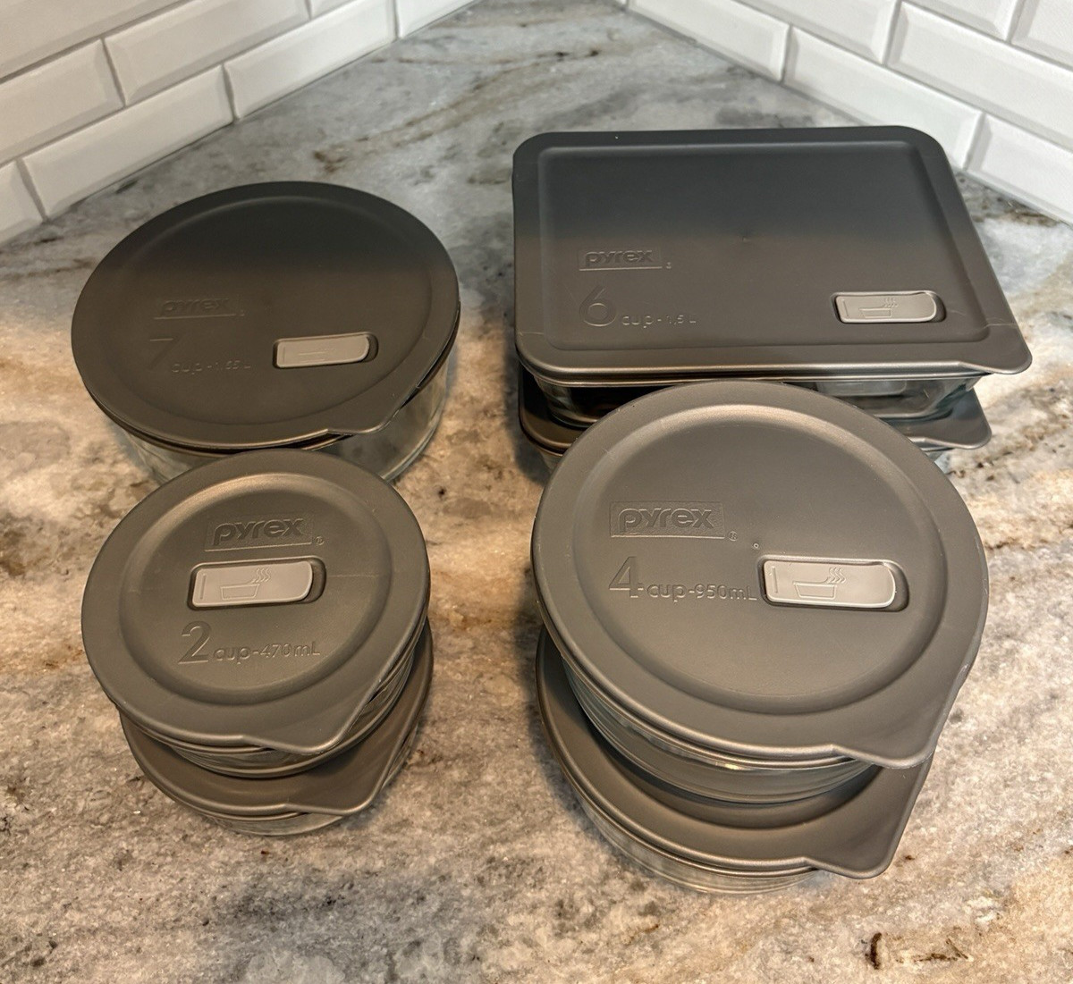 [7pcs] Pyrex Glass Containers w/ Lids | 2,4,6,7 Cup | Food Storage & Meal Prep