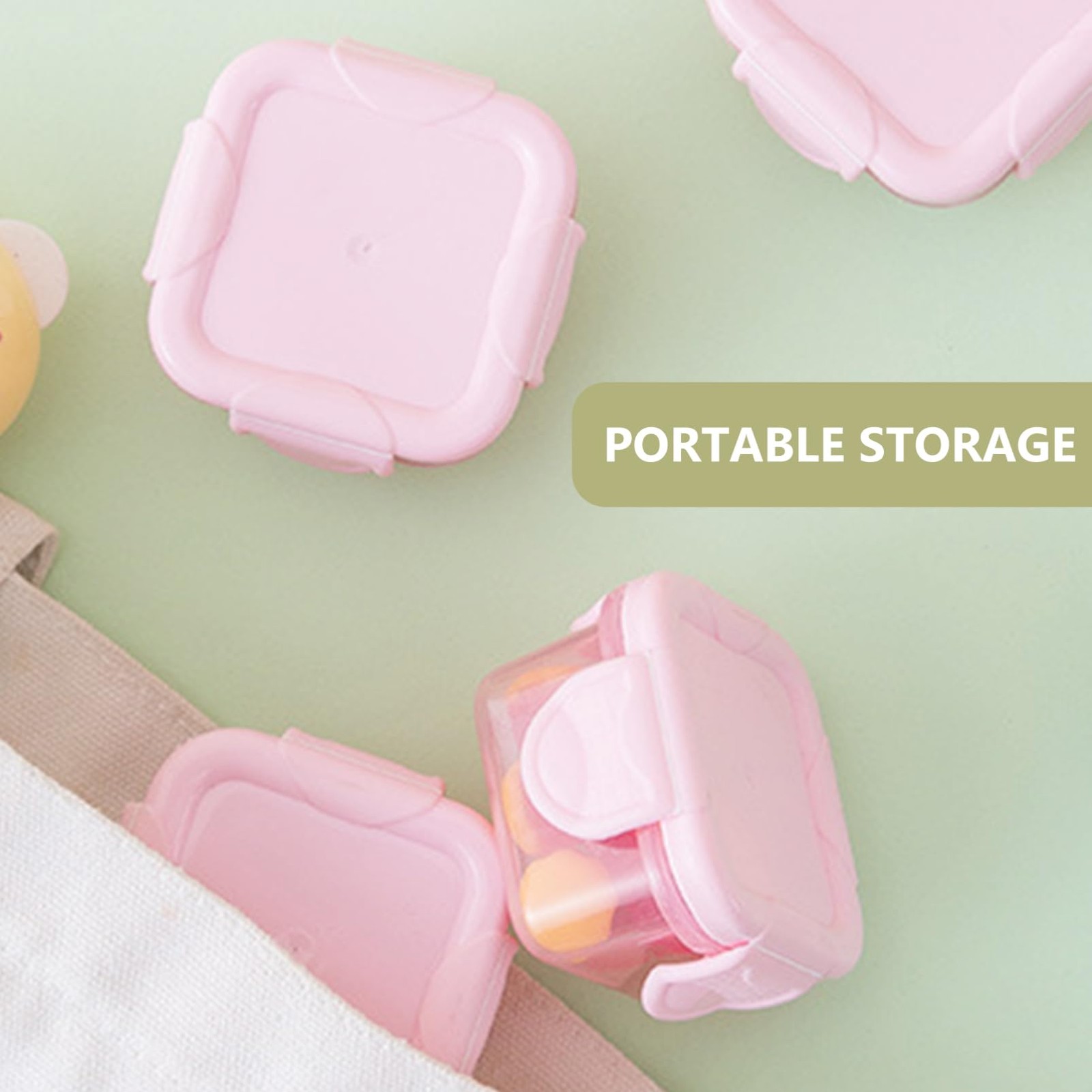 Portable Storage Snack Containers 4-Pack 2.36X2.36X1.57 Inch Airtight Meal Pr…