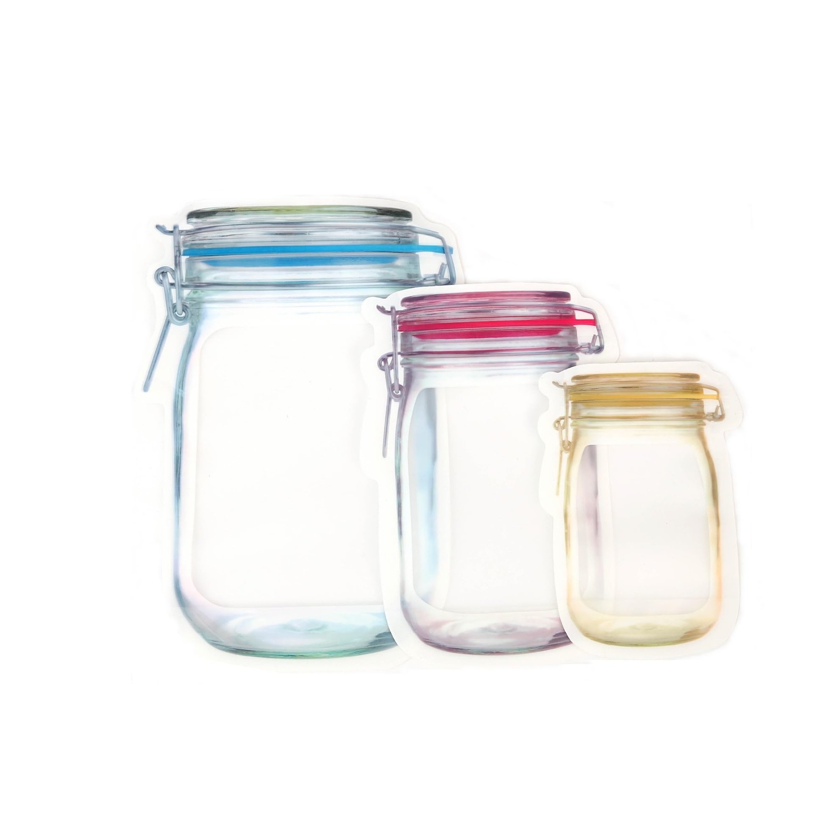 60Pcs 3 Color Mixed Food Saver Storage Bags Mason Jar Pattern Reusable Portab…