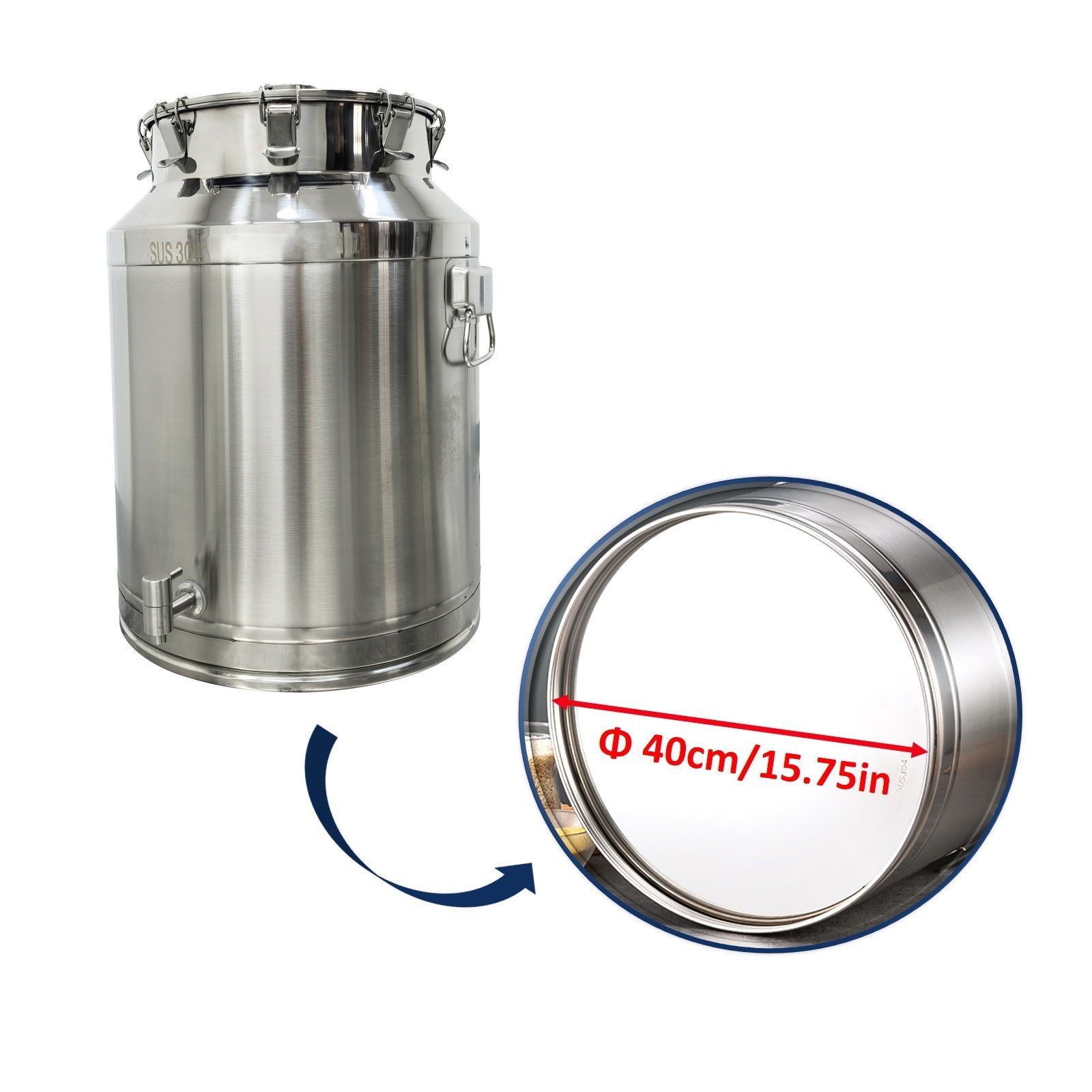304 Stainless Steel Fermenter Tank 64L Capacity Sealing Storage Tank with Faucet