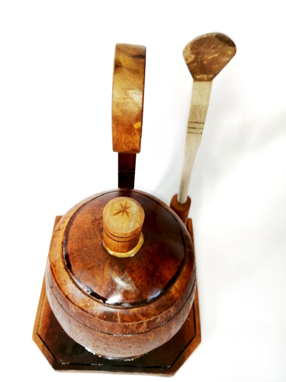 Coconut Shell SALT CONTAINER & Coconut Shell Spoon Organic Handmade Natural