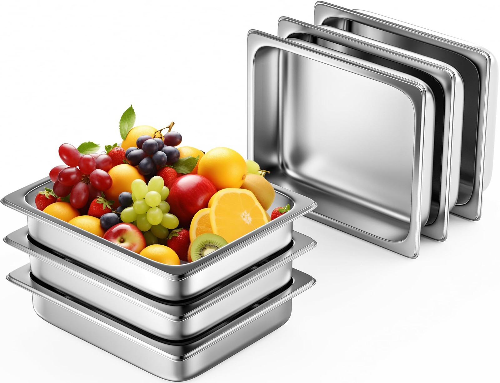 Hotel Pan 2.5″ Deep Steam Table Pan 6 Pack 1/2 Size Hotel Pan 22 Gauge Stainless