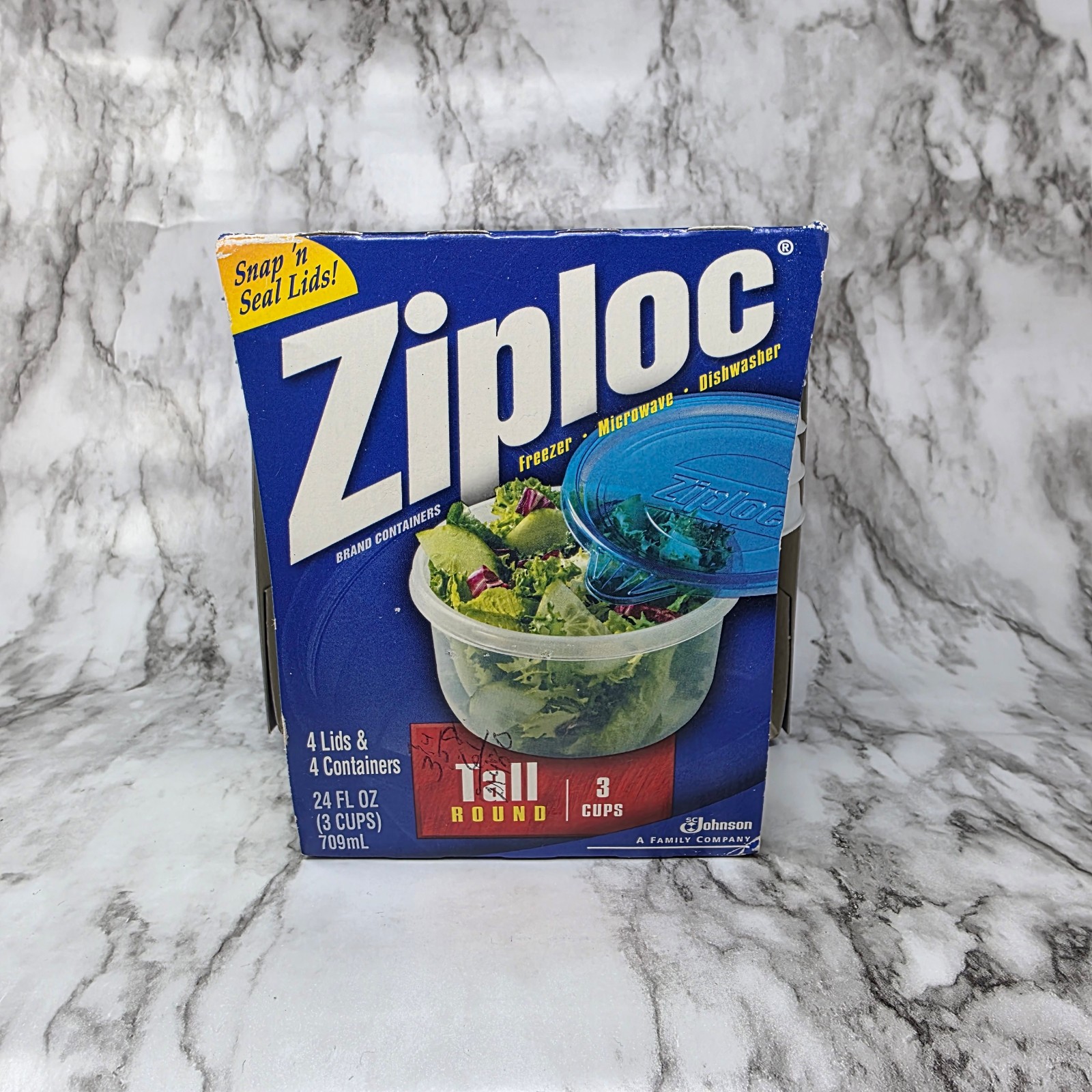 Ziploc Snap ‘n Seal Bowls Medium Tall Round 3 Cups 24oz 4-Pack Containers & Lids