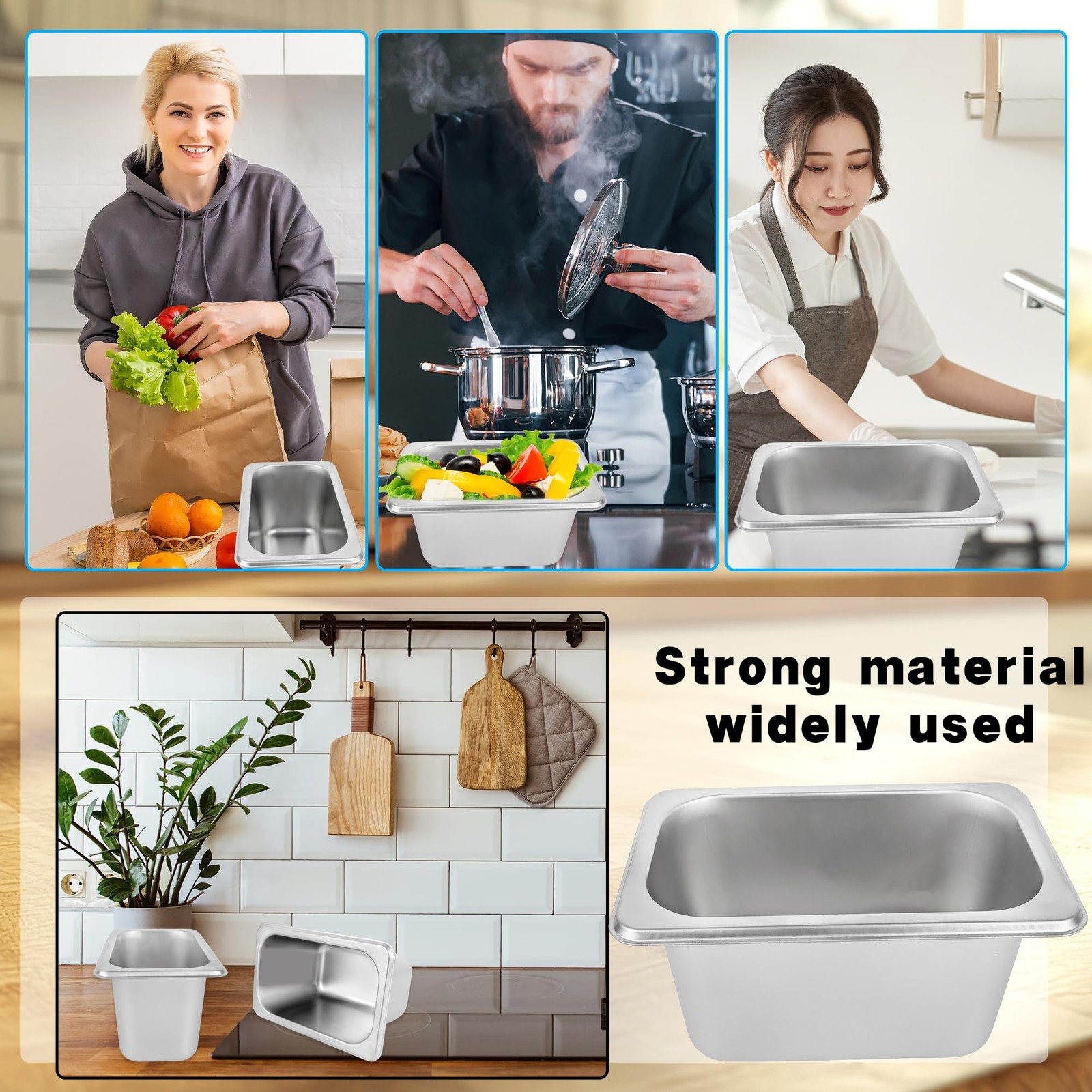 12 PCS 1/9 Size Hotel Steam Table Pans 4 Inch Deep Stainless Steel Catering