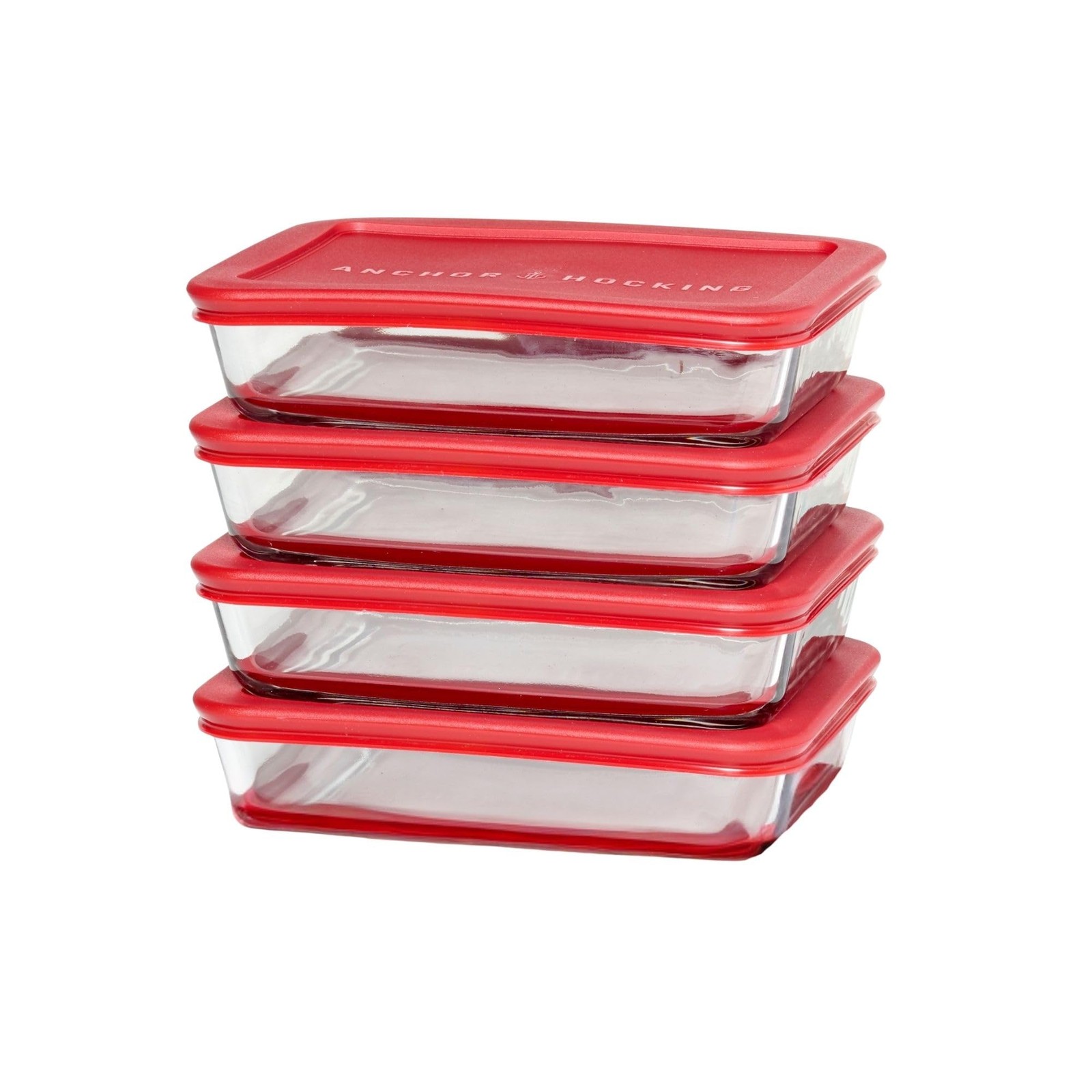 SnugFitTM Rectangular Food Storage Containers with Lids (4-Piece, 3-cup, Red,…