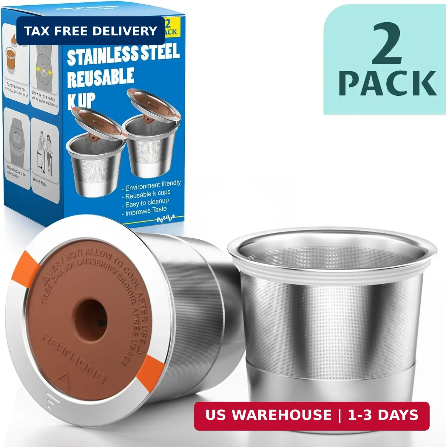 RETHONE K Cup Reusable Coffee Pods, Stainless Steel Reusable K Cups Compatible w