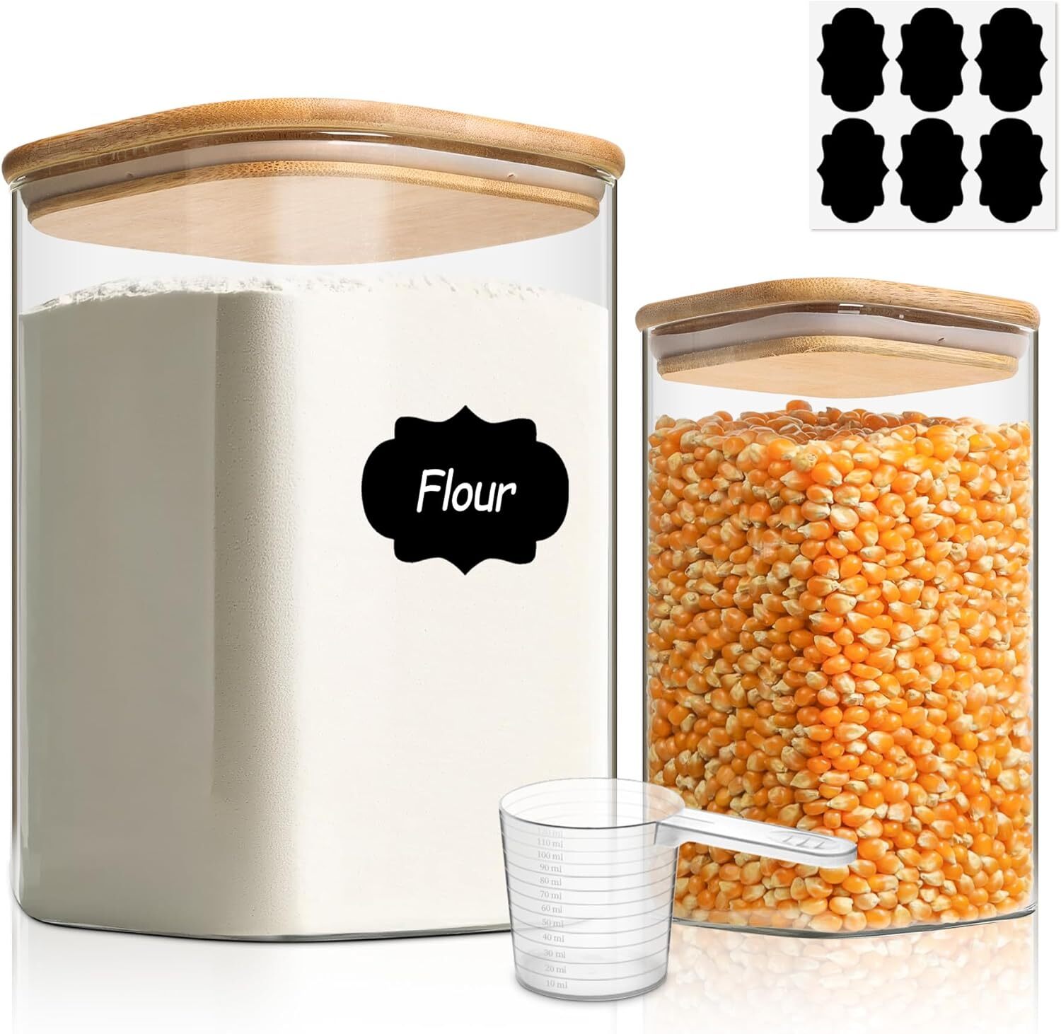 Glass Food Storage Container, 122/37 oz with Sealed Lid with Bamboo Lid