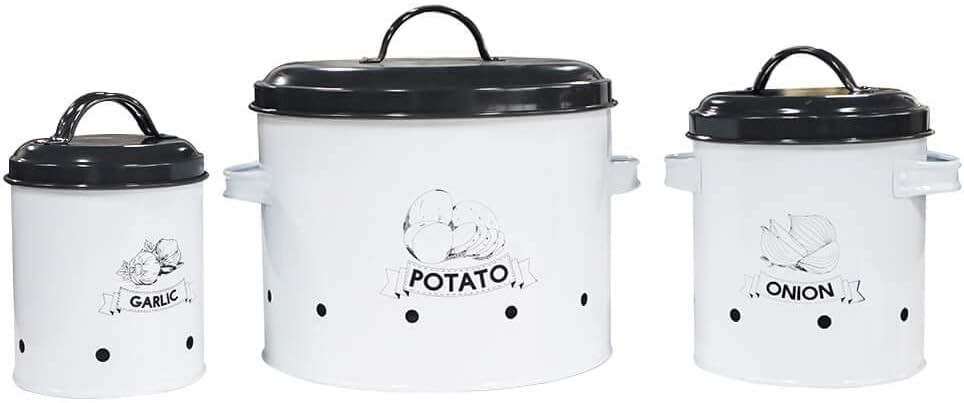 Potato Onion Garlic Storage Bin with Lid Set of 3 Kitchen Pantry Organizer an…