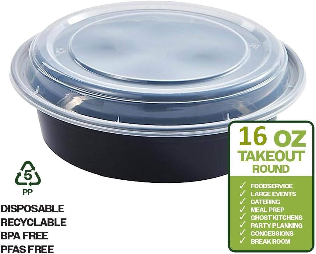 150 Sets Meal Prep Containers with Lids Disposable Take Out Food Container 16 OZ
