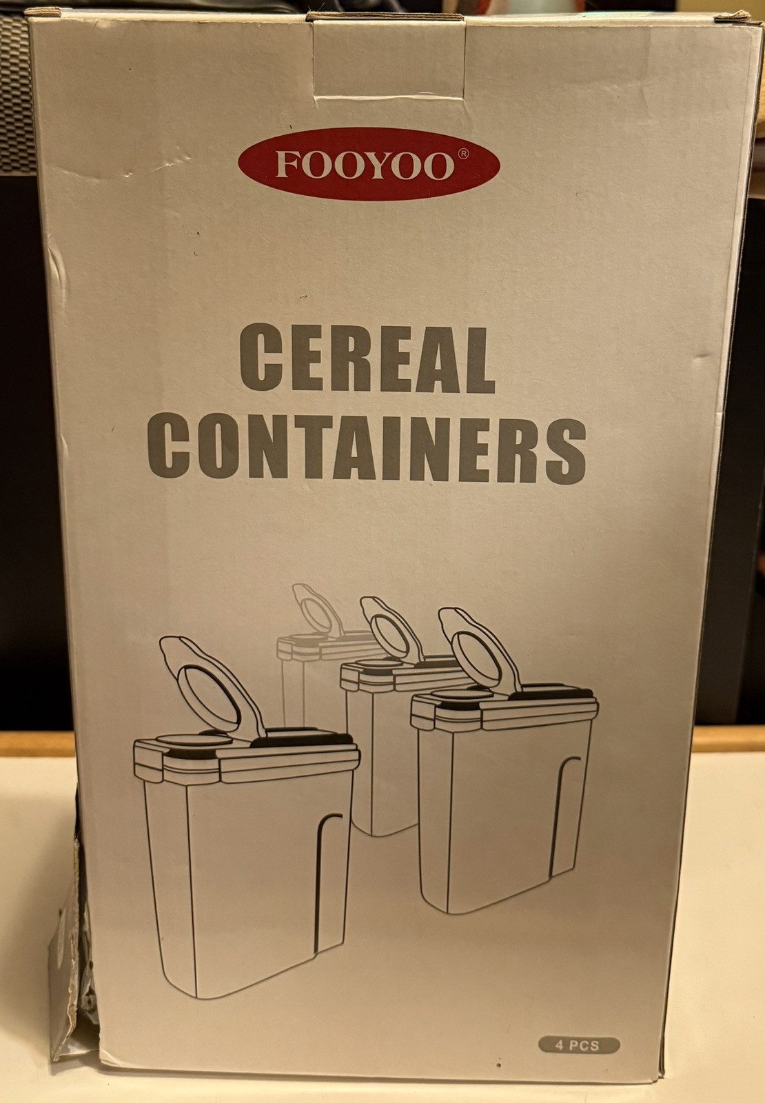 4 Piece Cereal Container Storage Set Airtight Large BPA Free Dispenser Black New