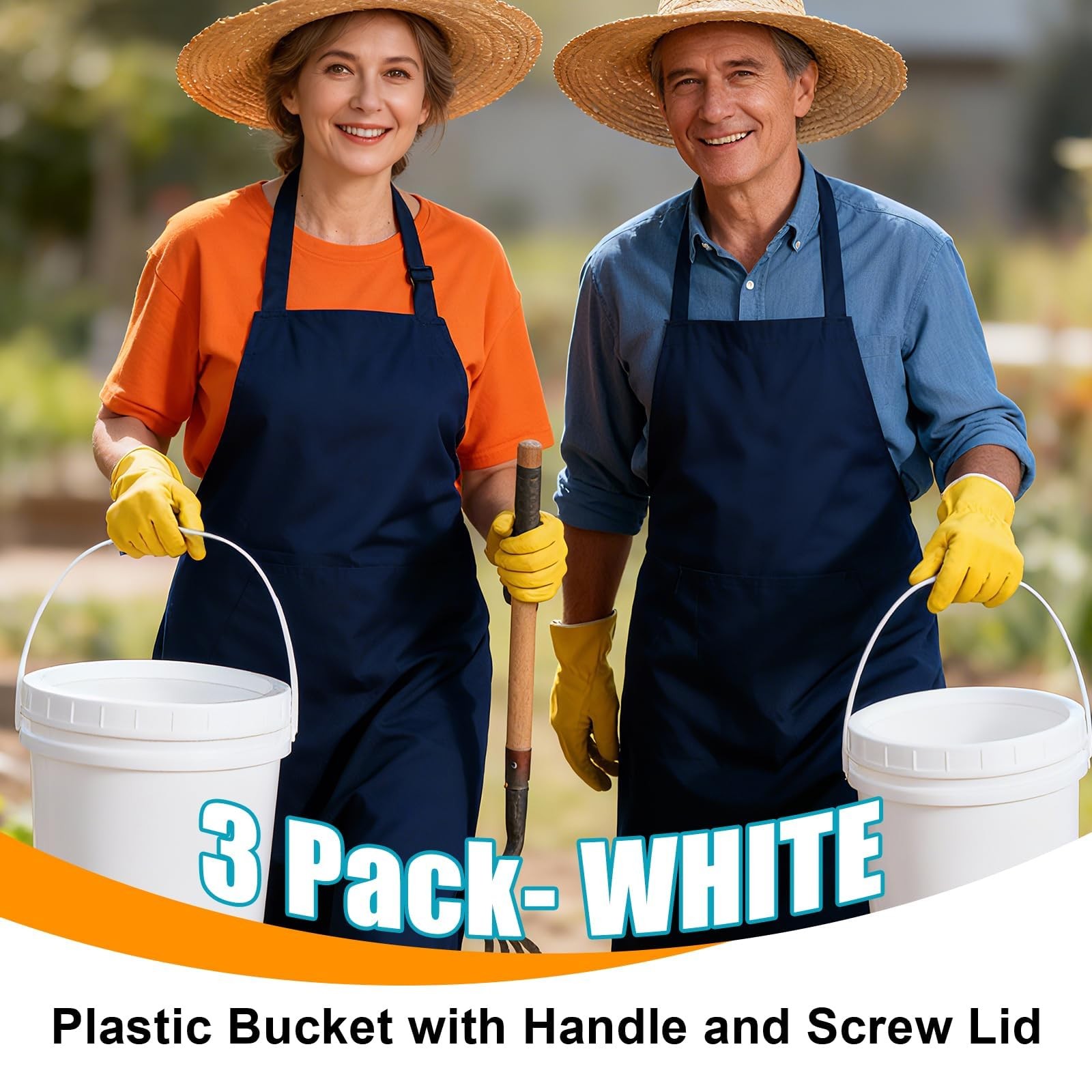 3PCS 2.5 Gal White Buckets Set, Durable Plastic Storage Containers with White…