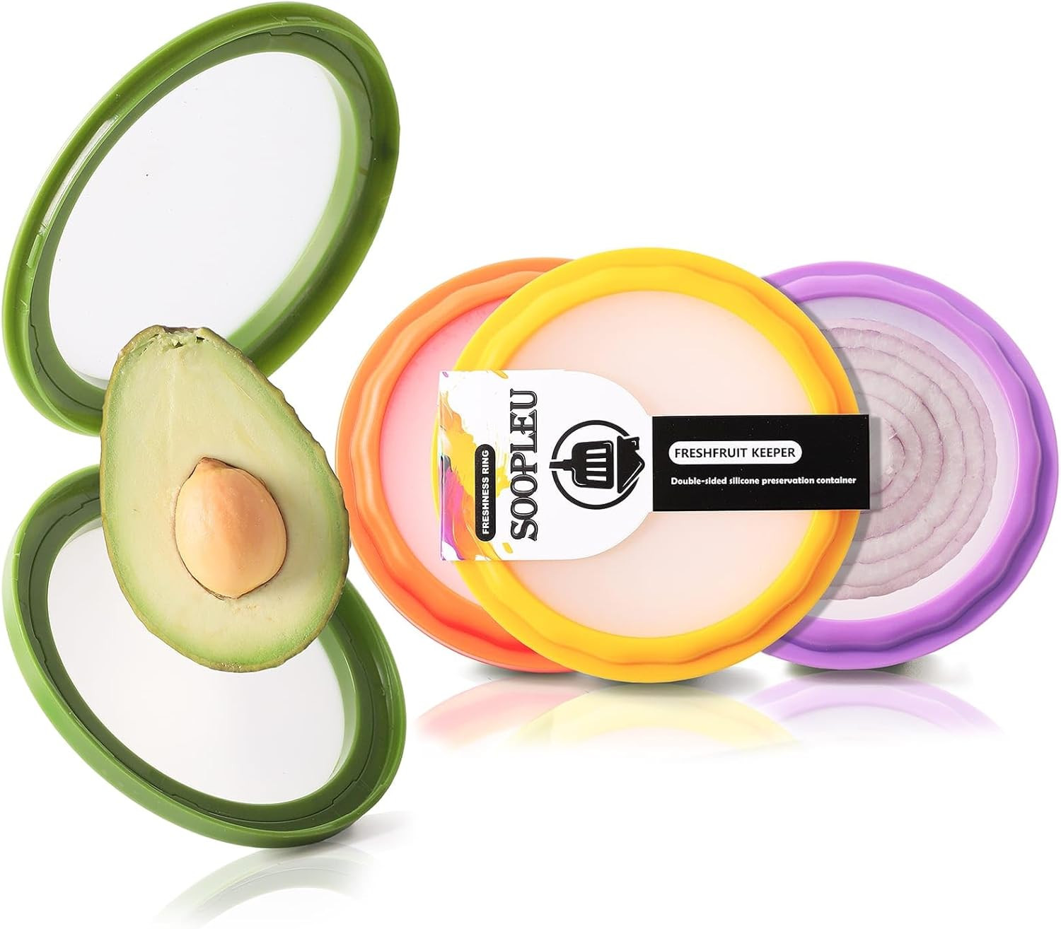 Avocado Saver 4-Pack: Fresh-Lock Containers for Tomatoes, Onions & Lemons | Reus