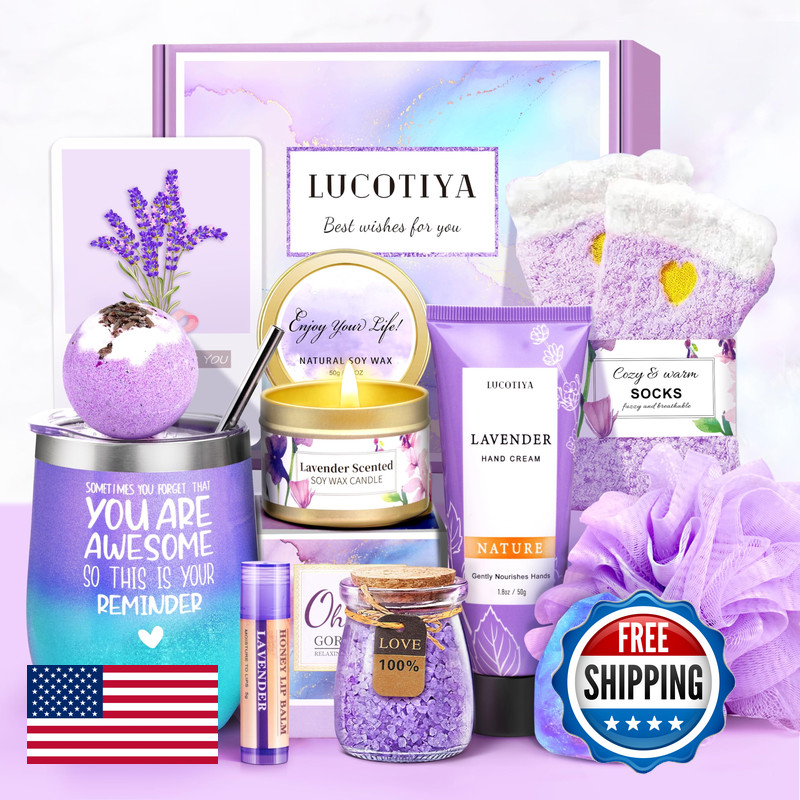 Lucotiya Gifts For Women Christmas Gifts Basket For Woman Birthday Wine Tumbler