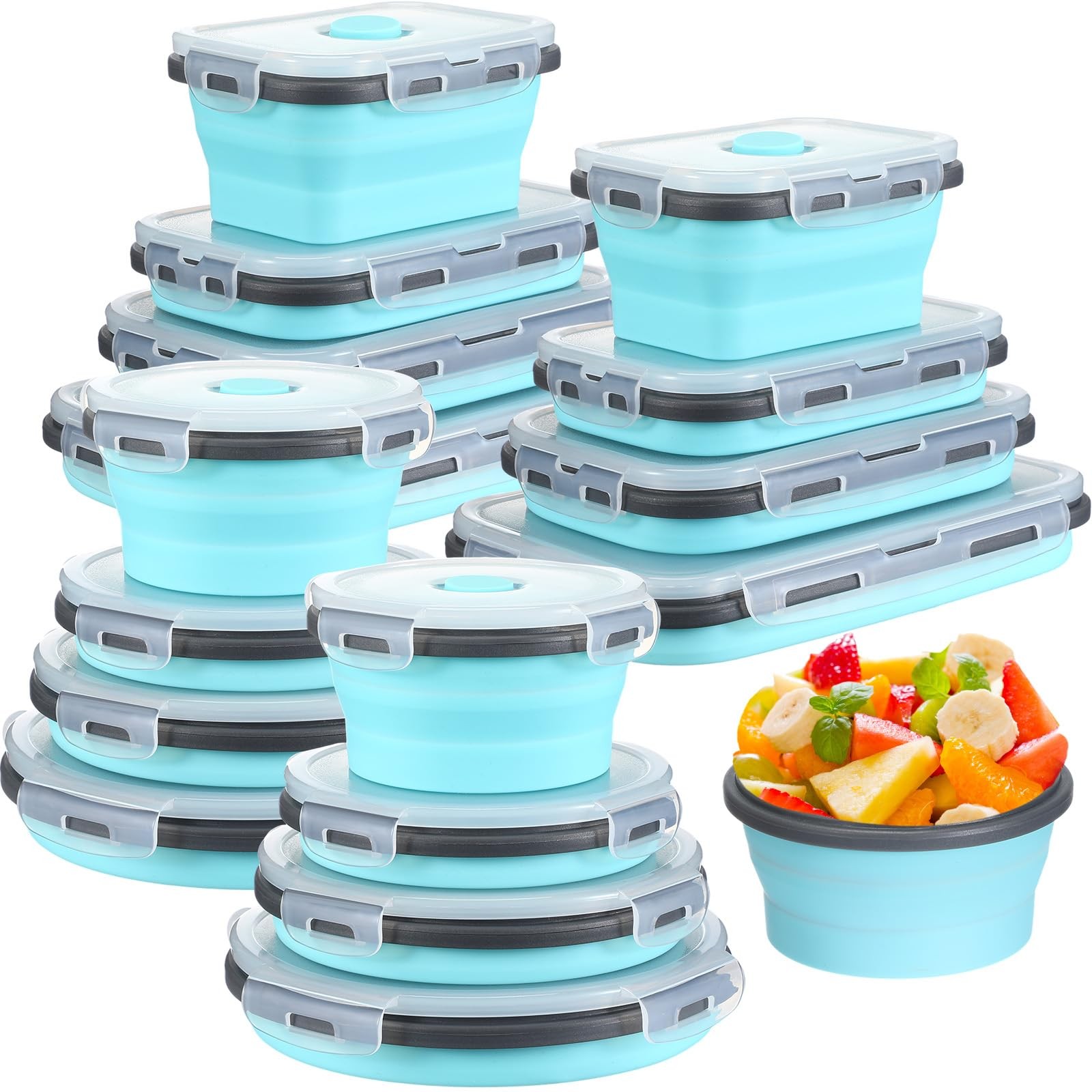 16 Pack Collapsible Food Storage Containers With Lid Foldable 8 Pcs Rectangle St