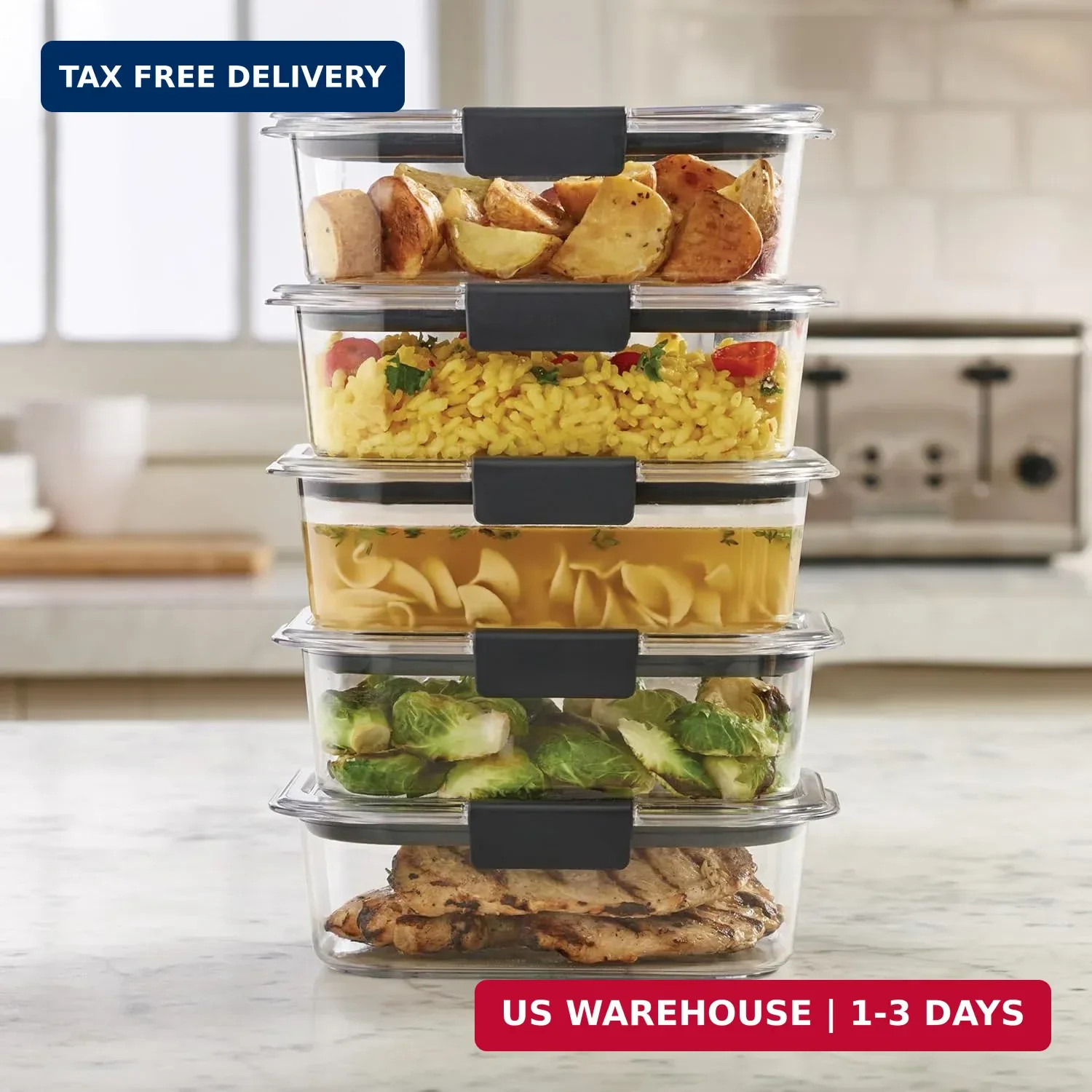 Rubbermaid Brilliance Tritan Plastic Food Storage Containers BPA Free Airtight L