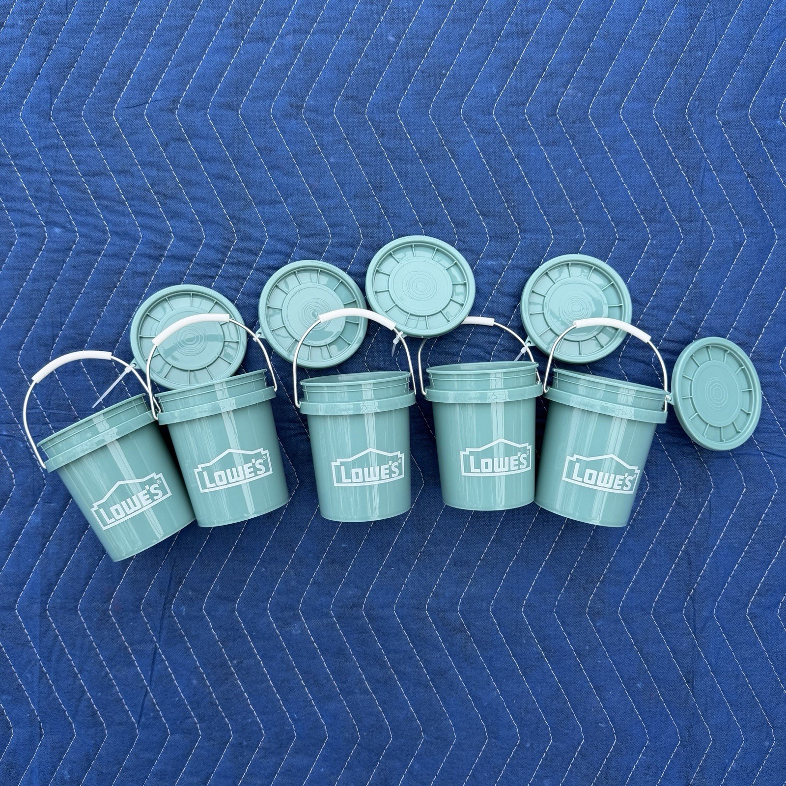 NEW Set of 5 Lowe’s TEAL 0.42 Quart BPA-Free Mini Bucket W/Lid – FREE SHIPPING