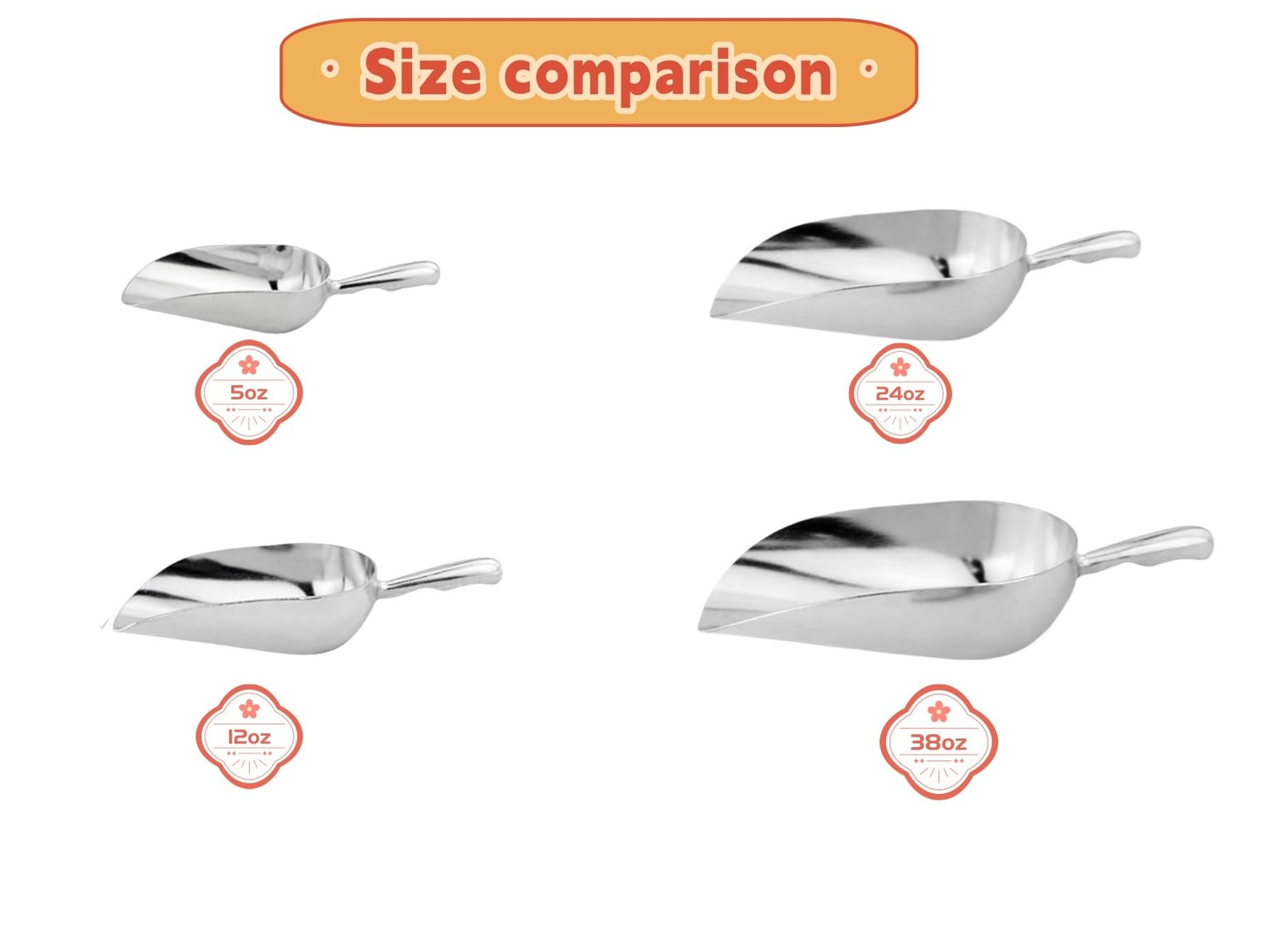 Heavy-Duty Cast Aluminum Kitchen Scoop – Rust-Proof, Ergonomic S-Handle Ice C…