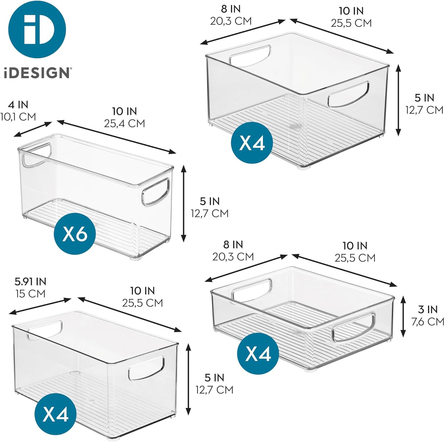 Clear Stackable Plastic Storage Bins – 18 Pack for Kitchen & Home Organizing