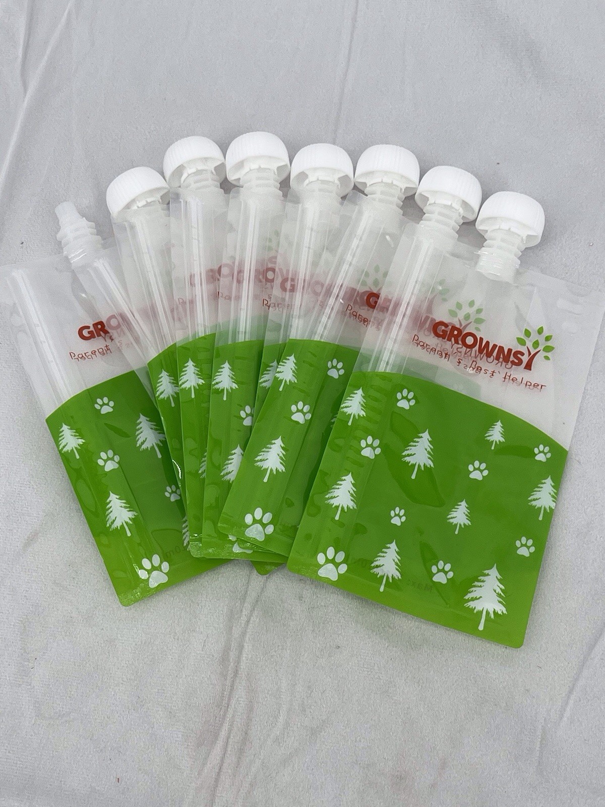 Grownsy Reusable Food Pouches, 7 oz capacity, SET OF 8 screw cap/zipper