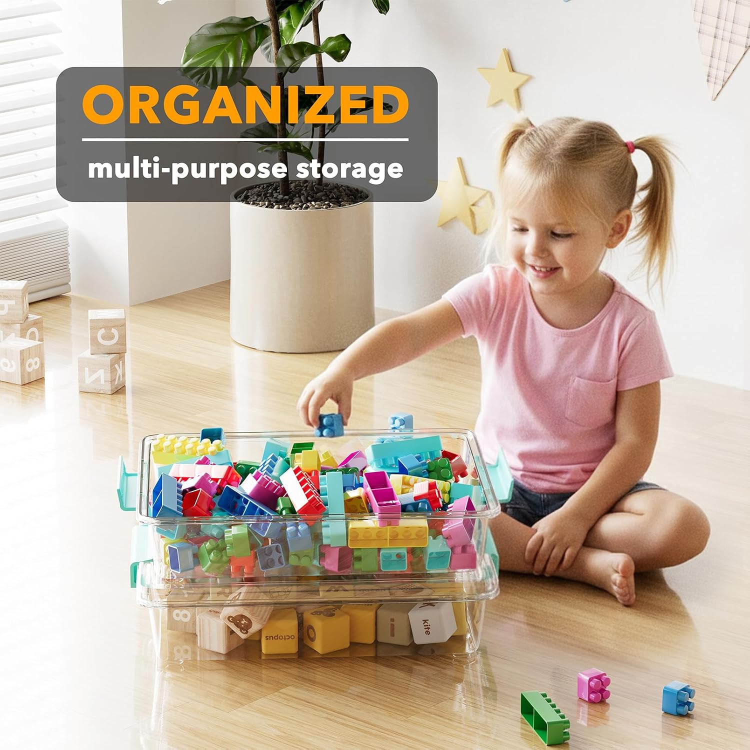 Clear 6 Qt Stackable Storage Bins with Lids – 4 Pack for Home & Office