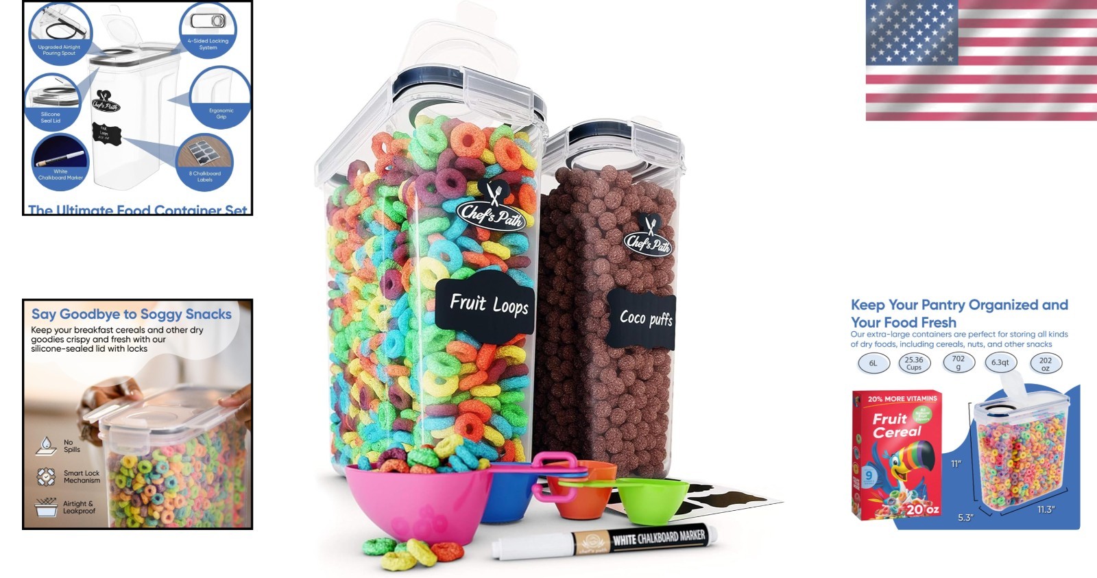 Complete Kitchen Organization Set: 2 Airtight Containers, 6.3L Each – BPA Free