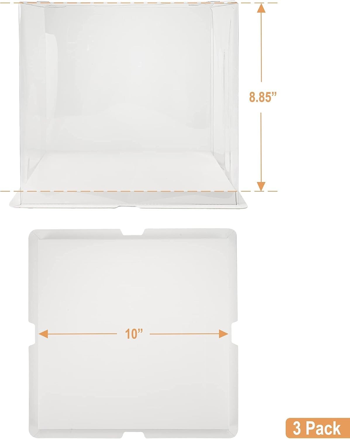 BOARDS+ 10 Inch Clear Cake Boxes (6 Pack) + Satin White Ribbon | Sturdy Beaut…