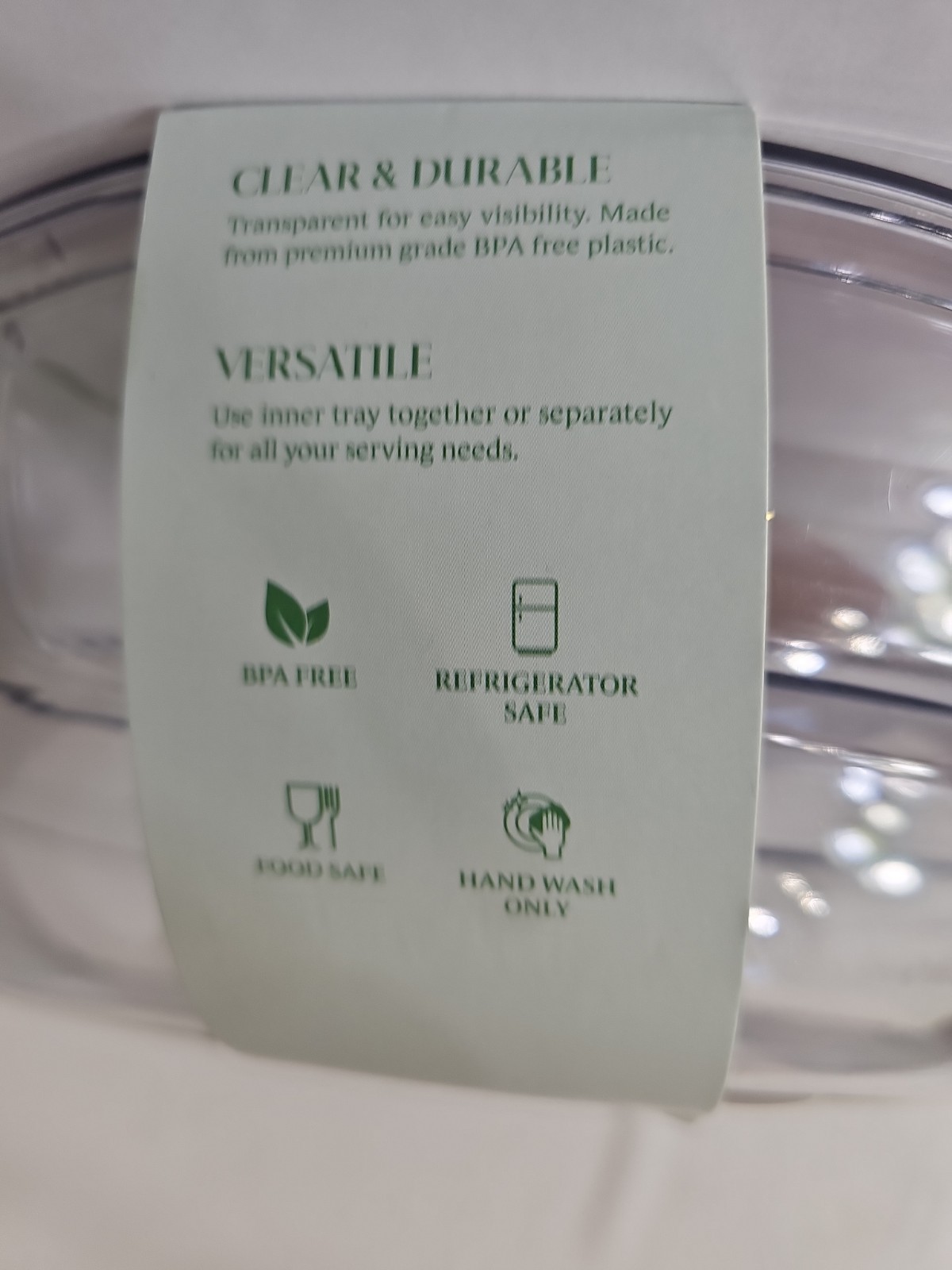 Clear Serveware By Gourmet Home Products 3 Compartments Removable Lid