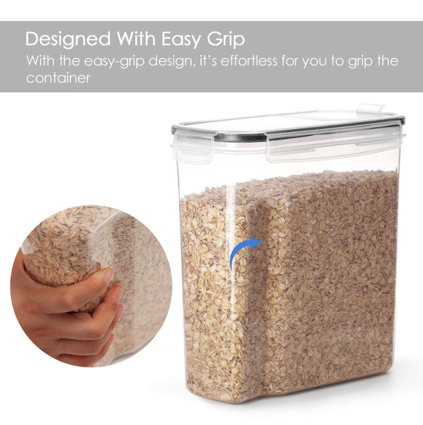 Set of 4 Airtight Cereal Storage Containers 135oz Black Kitchen Food Keep Fresh