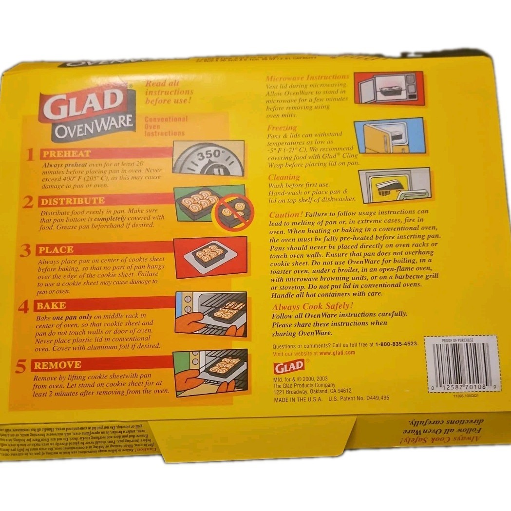 Glad OvenWare Simply Cooking 2 Pans Lids 9” x 12” Made In USA Bake Serve Store