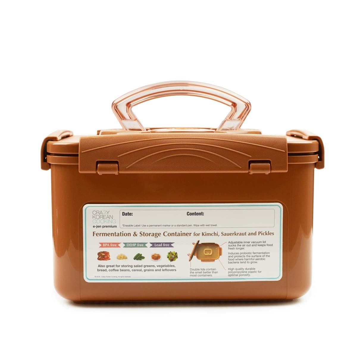 Premium Kimchi Fermentation Container with Vacuum Lid, 1.3 Gal, Sauerkraut Stora