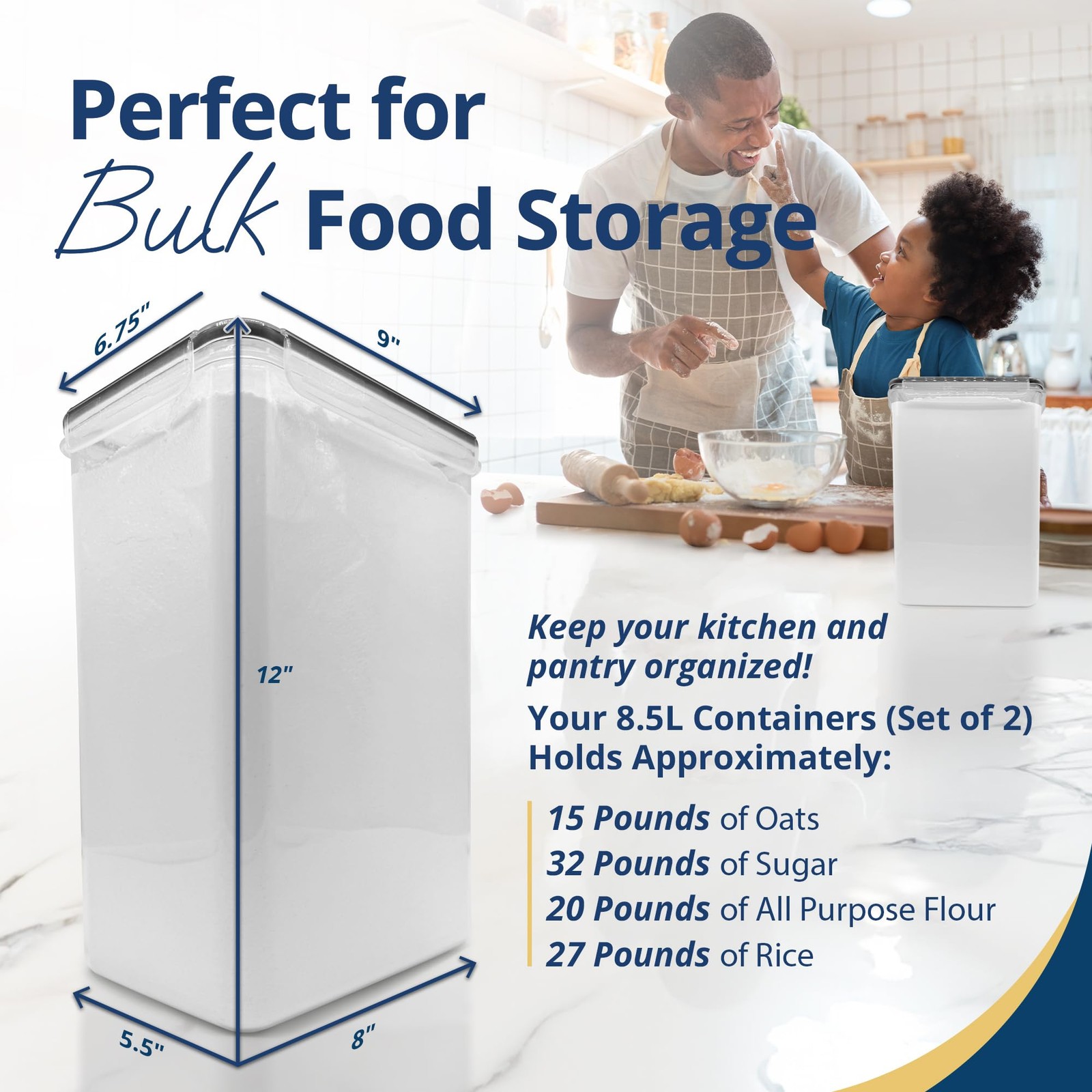 Reli. 8.5L Airtight Food Storage Containers with Lids (2 Sets) XXL, Clear