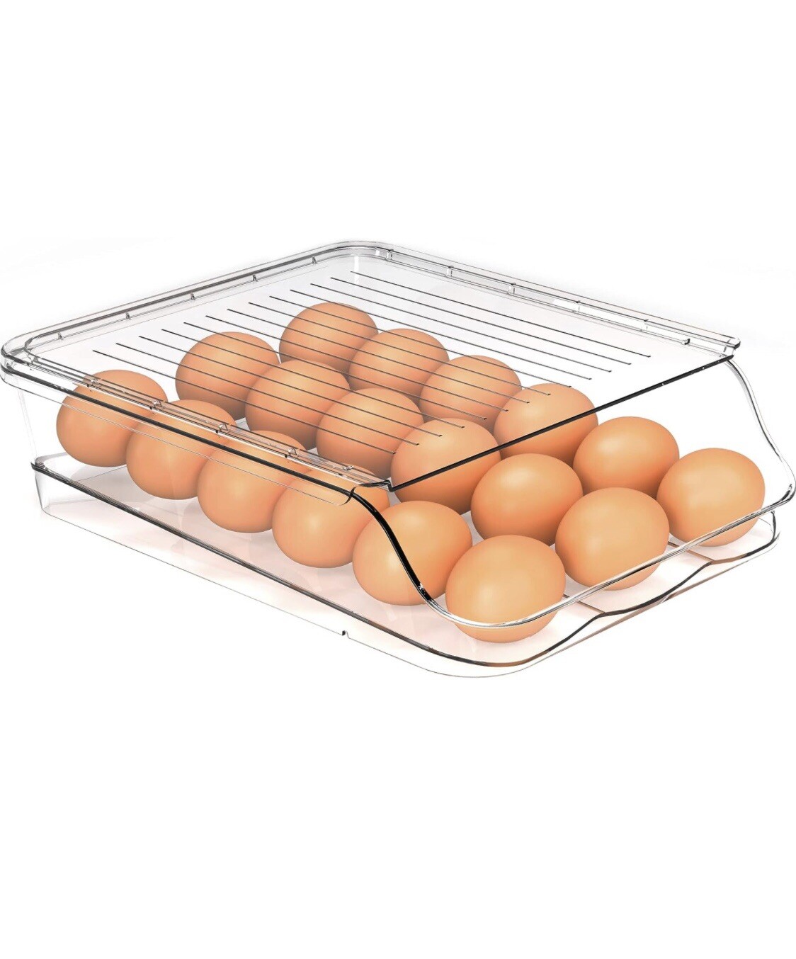 Utopia Kitchen Rolling Egg Container for Refrigerator with Lid Fridge Organizer