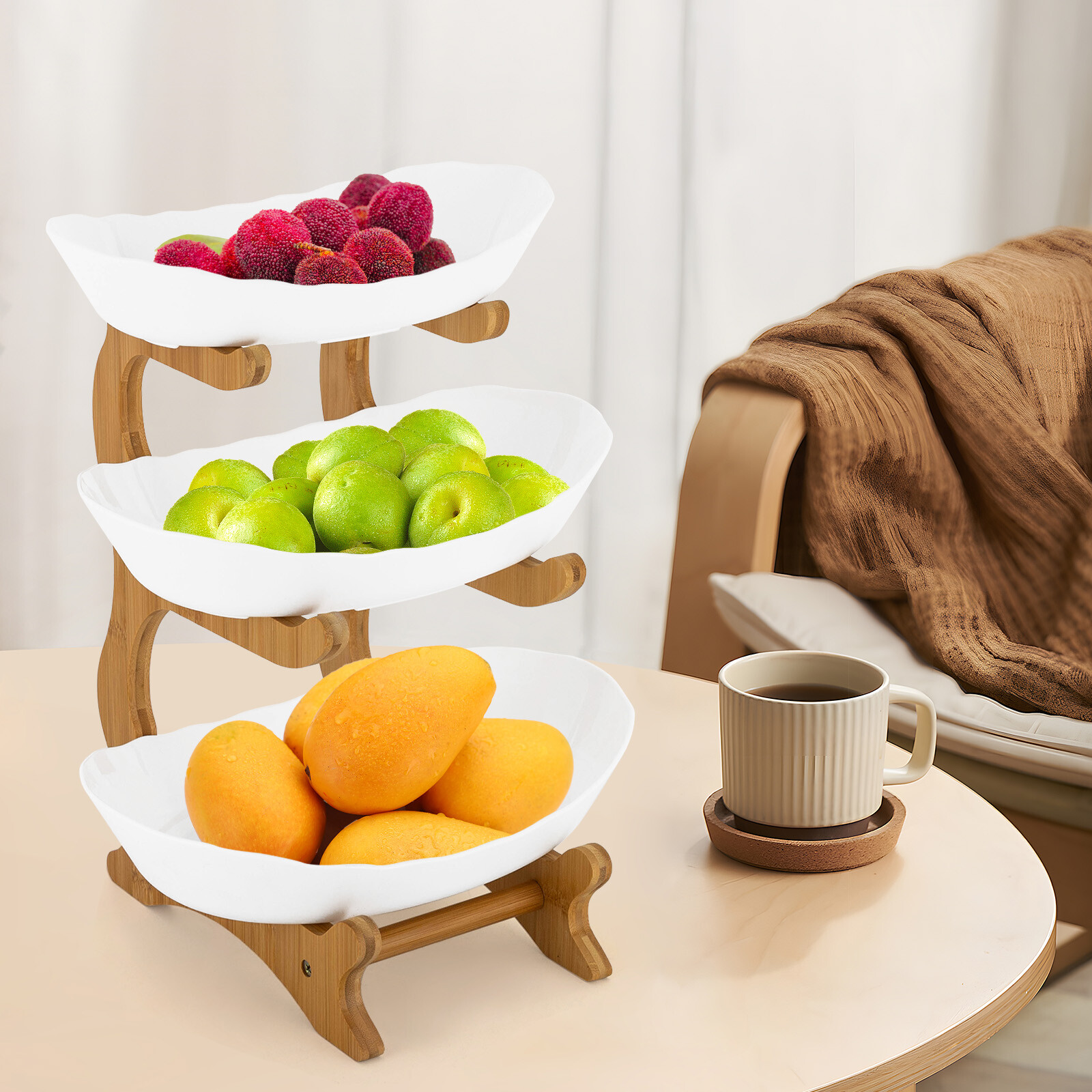 3Tier Fruit Basket Bowl Holder Stand Kitchen Organizer Snacks Vegetable Storage