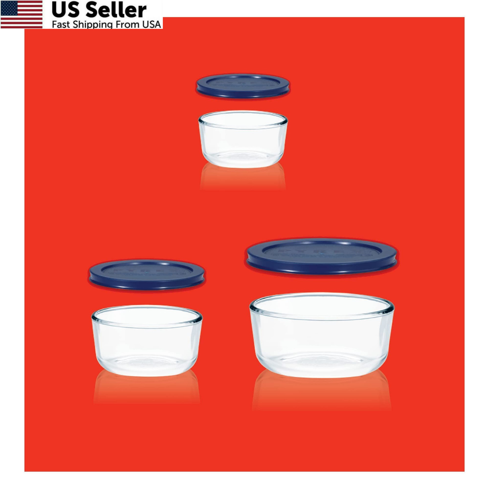 Pyrex Simply Store (3-Pack) Glass Food Storage Containers Set, (2, 4 &