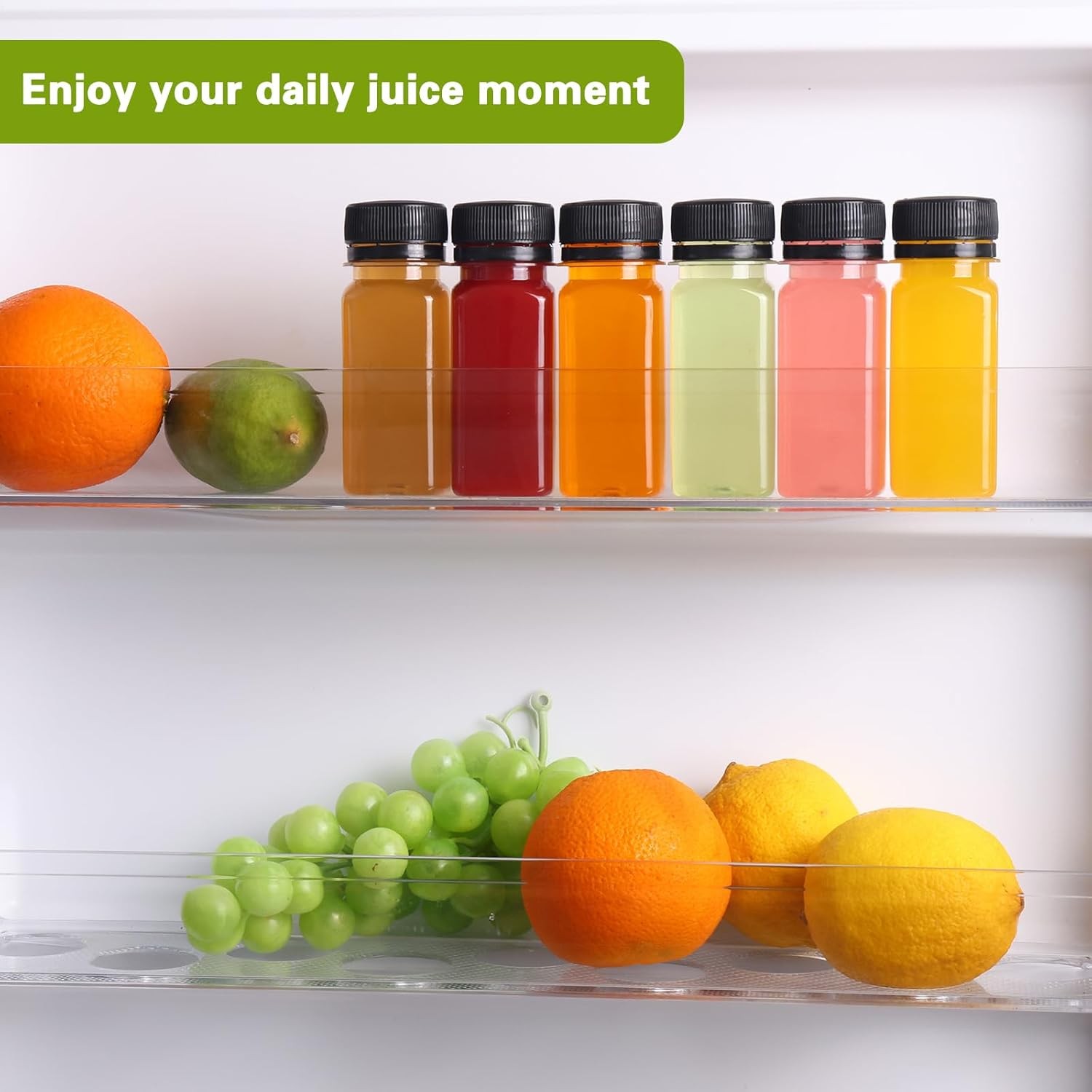 6pcs 2oz Plastic Shot Bottles with Caps Juice Bottles Small with Lids