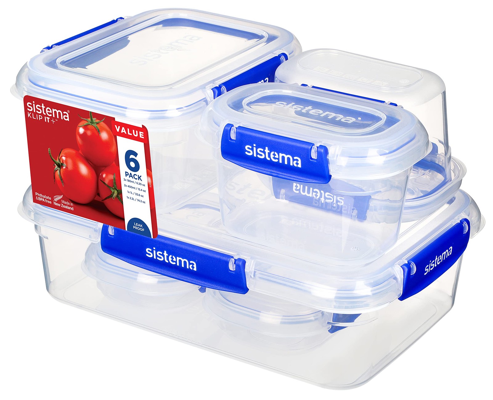 881760 Storage Container, Clip-It Plus, Starter, Set of 6, Microwave Safe, Di…