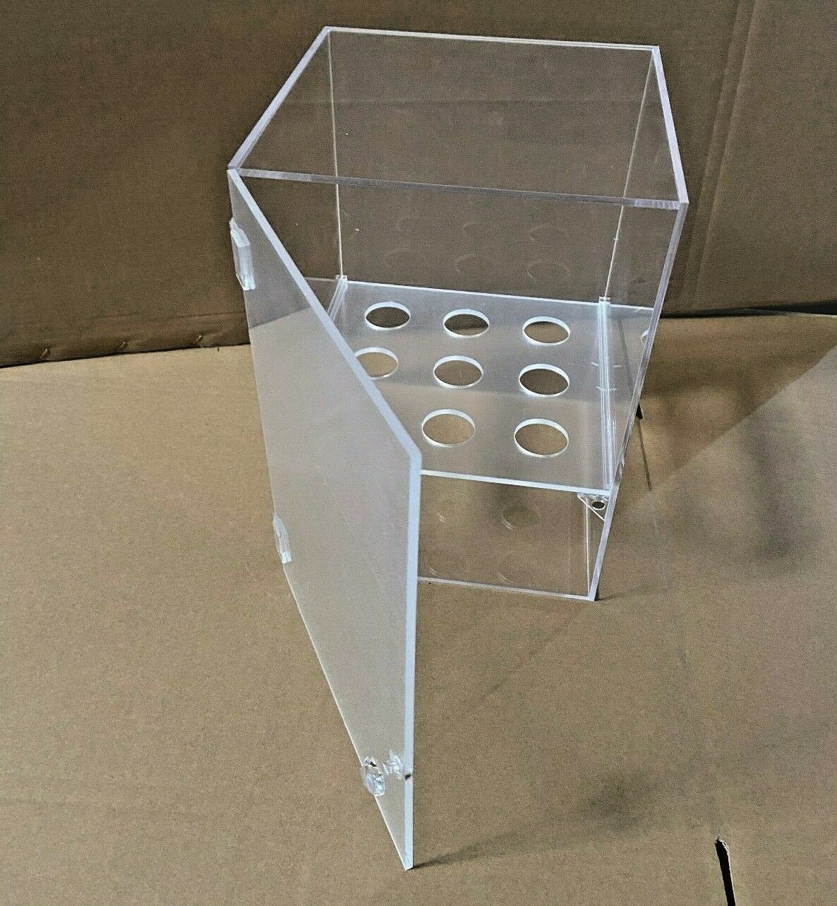 9 Holes Arcylic Ice Cream Cone Cabinet Egg Roll Display Waffle Cone Storage Case