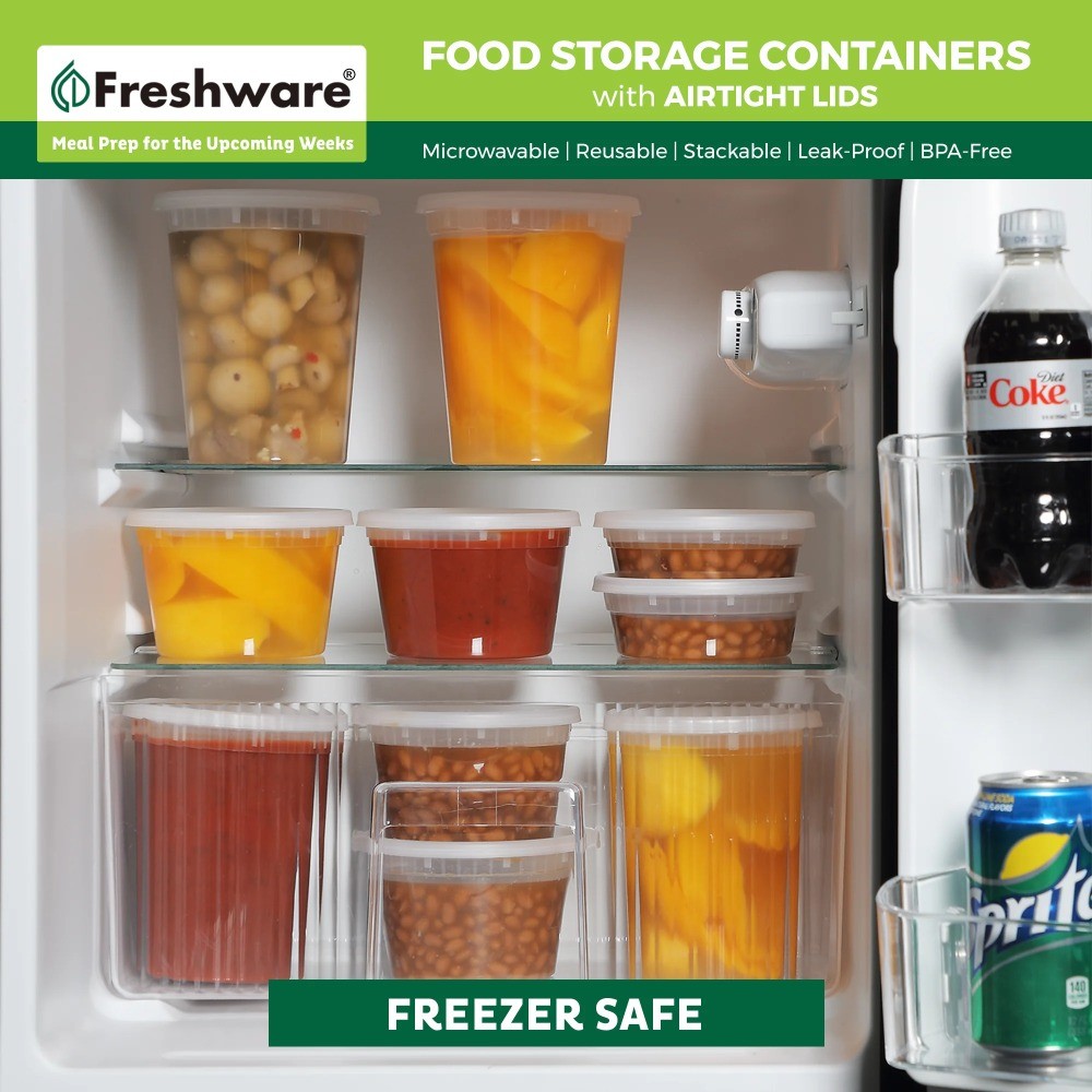 Freshware Plastic Containers with Lids, 8oz, 50-Pack, YH-S8X40