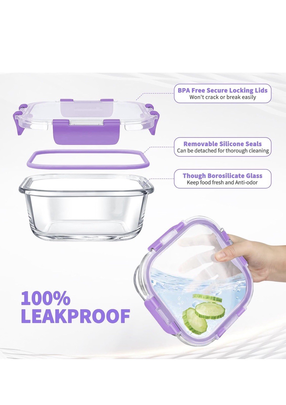 34pcs Glass Food Storage Containers with Lids Set, Airtight Meal Prep Containers