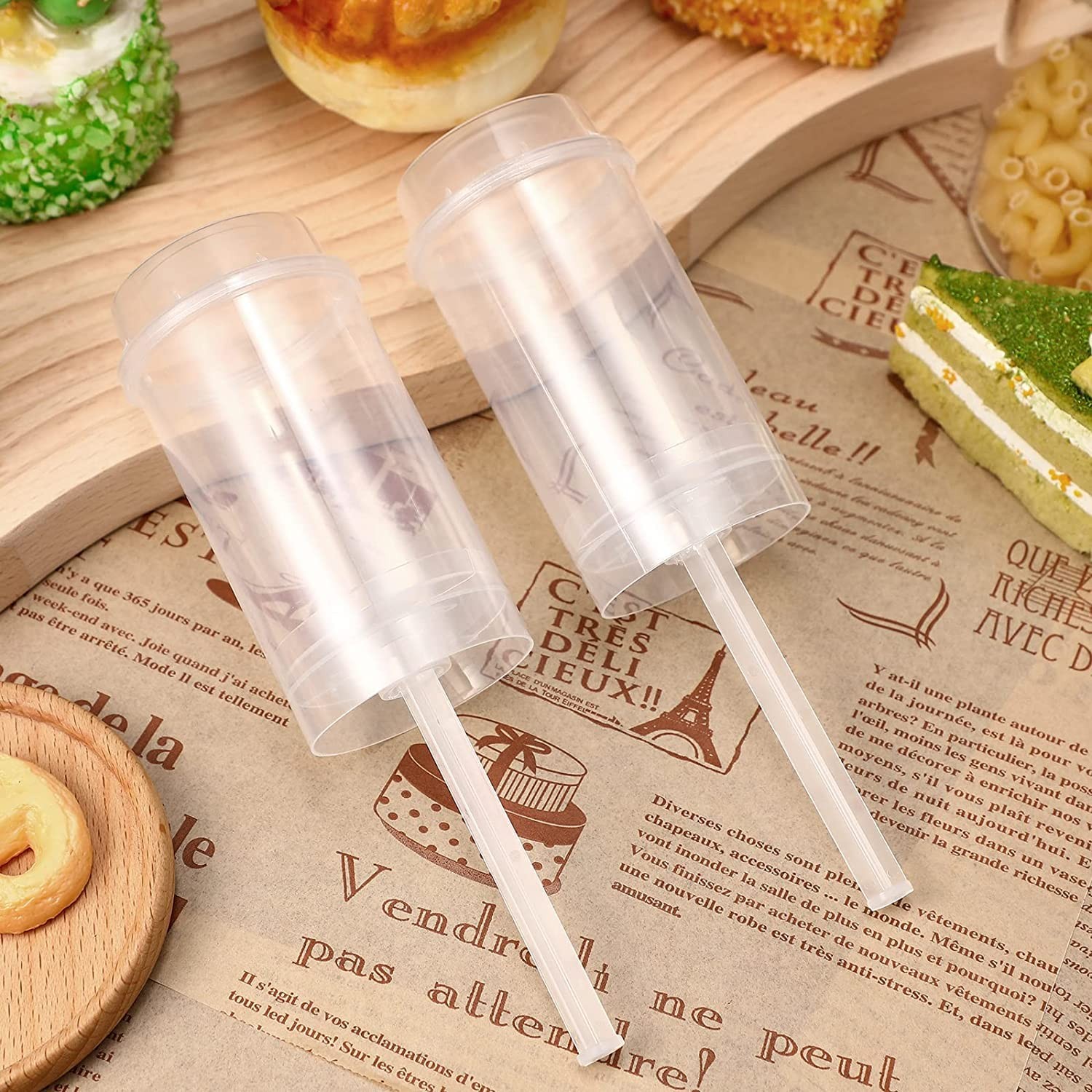 80PCS Round Shaped Clear Push- Up Cake Plastic Cake Push- Pops Containers wit…