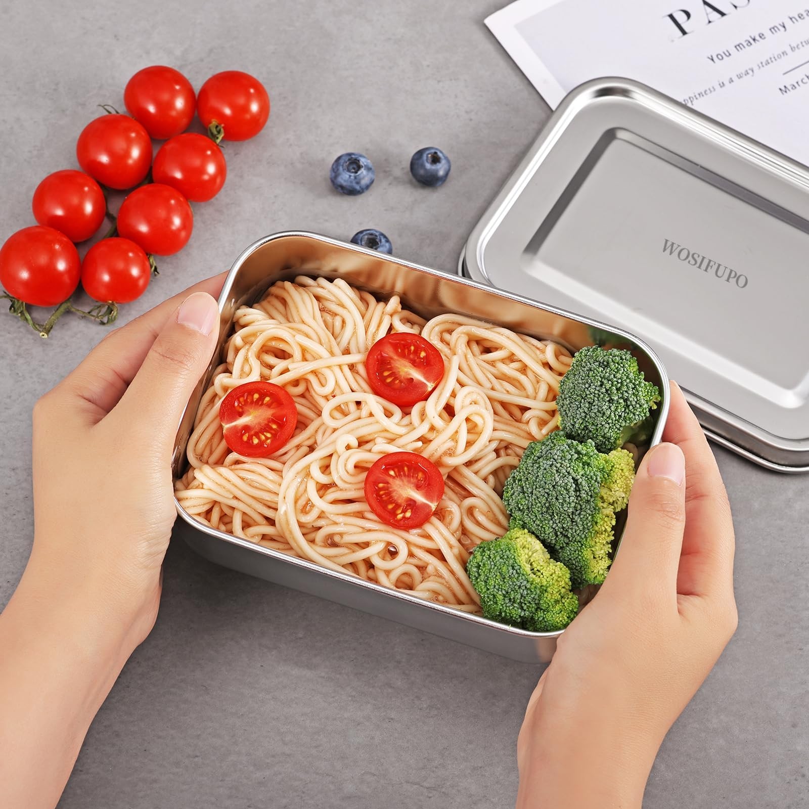 WOSIFUPO 2 Pcs Stainless Steel Bento Box, 850ml (28oz) Metal 850ML, Sliver