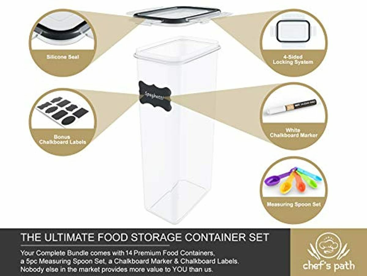 Airtight Food Storage Containers Set 14 Piece Kitchen Pantry Organizer Storage