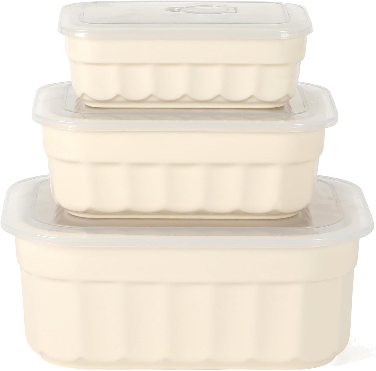 Broadbrook 6 Piece Stoneware Meal Prep Container Set with Lids, Rectangular Food