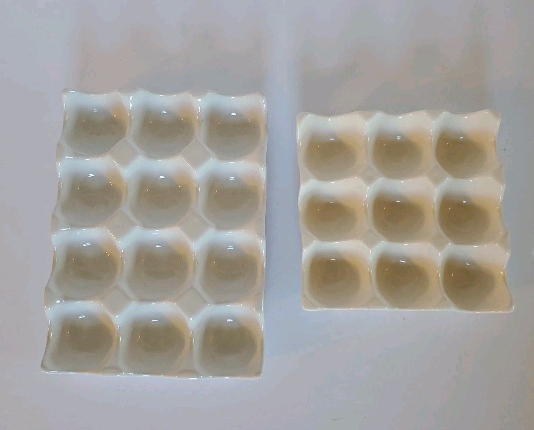 Ceramic Egg Tray 12 + 9 Egg Holder Container for Refrigerator Fridge (White)
