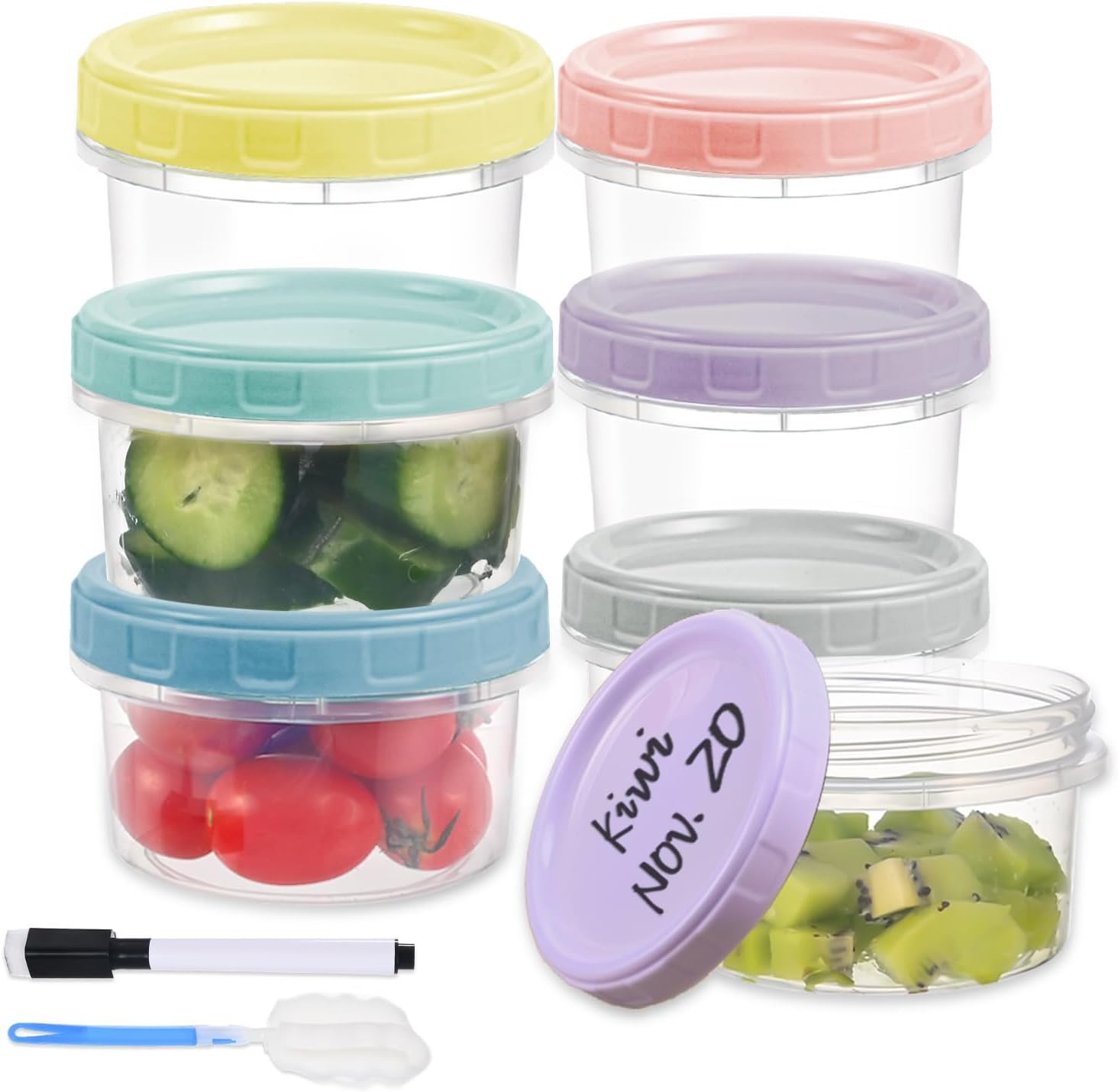 6pcs 8 oz Plastic Containers with Screw Lids, Reusable Clear Food Storage Con…