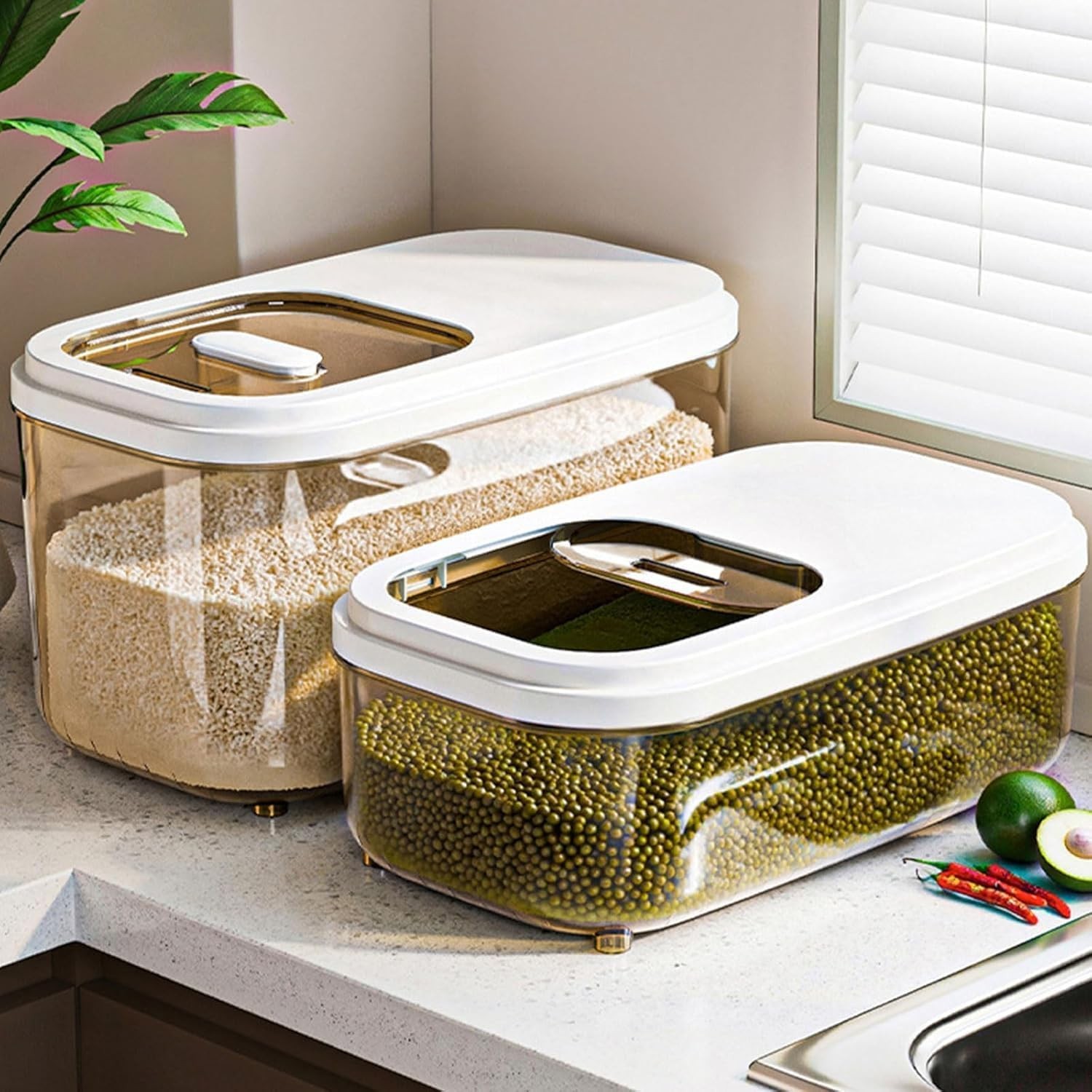 HOFSIN Rice Storage Container, Airtight Food Storage Containers 11-22 Lbs, Ri…