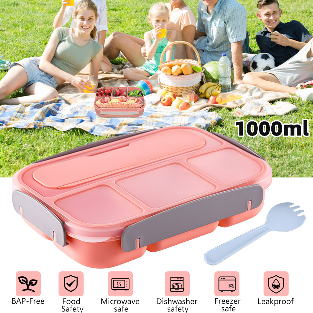 Bento Box Lunch Box Leak Proof Containers 4 Compartment for Toddler Kids Adults