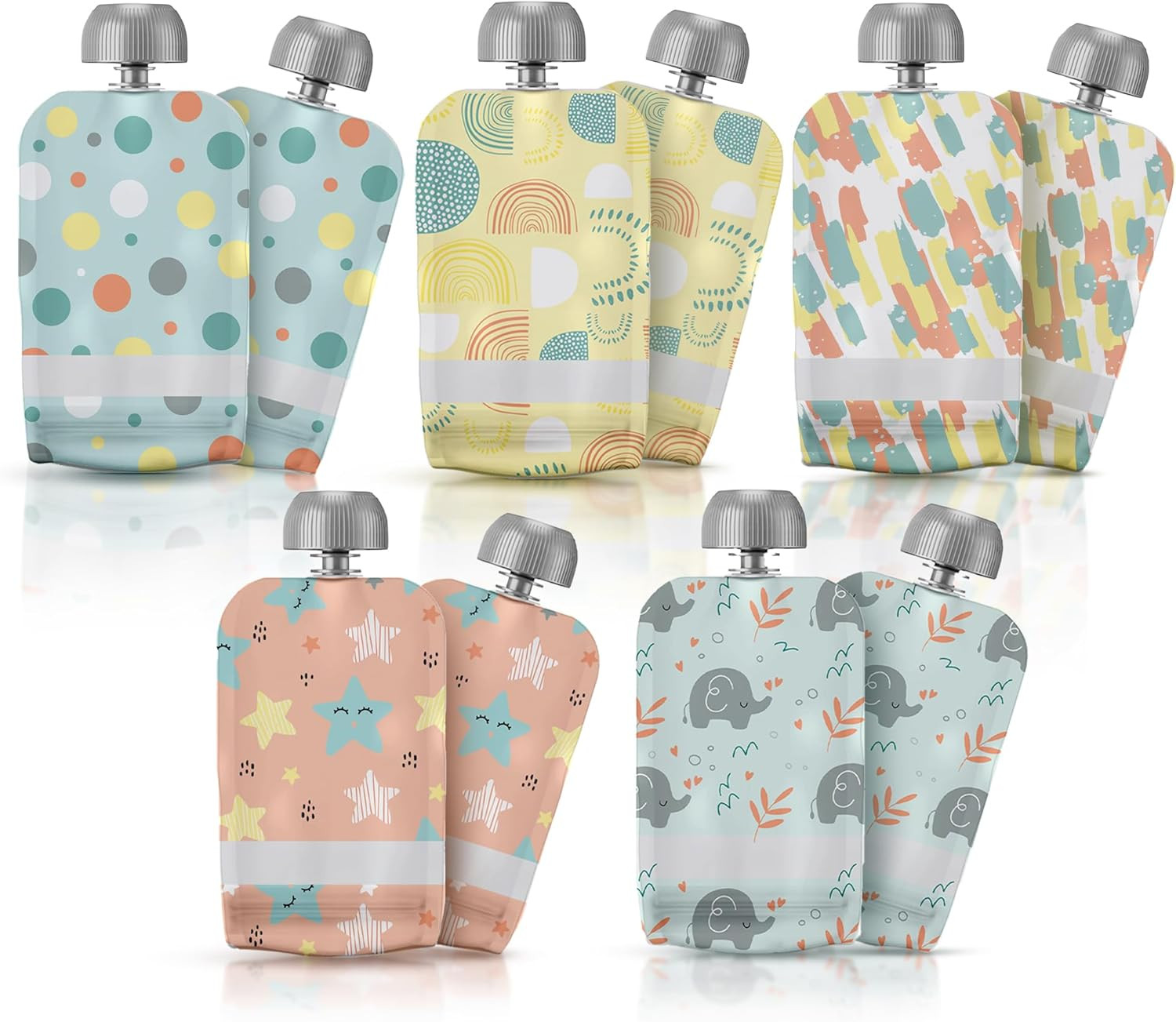 Reusable Baby Food Pouches – Refillable with Applesauce, Yogurt, Fruit Puree