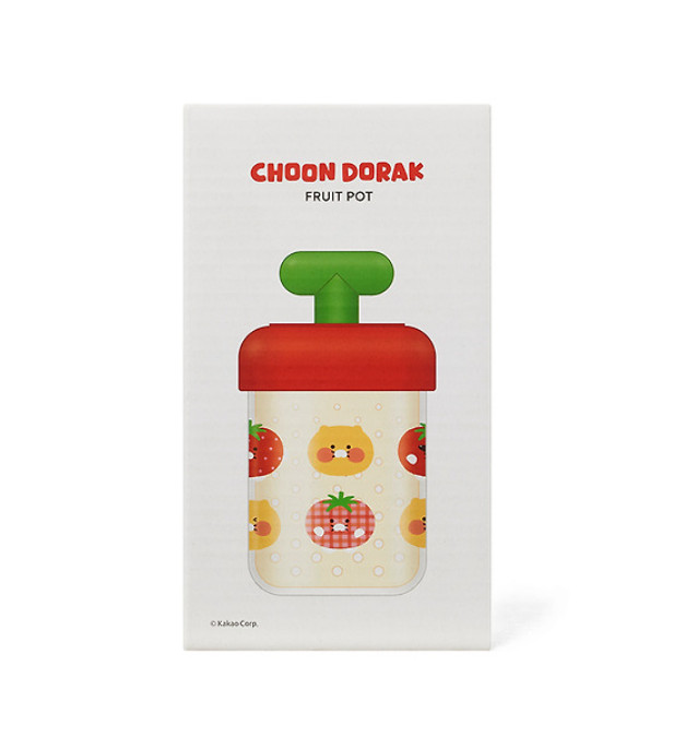 Kakao Friends Choon Dorak Fruit Pot Cup 360ml With Spoon & Fork Set Portable