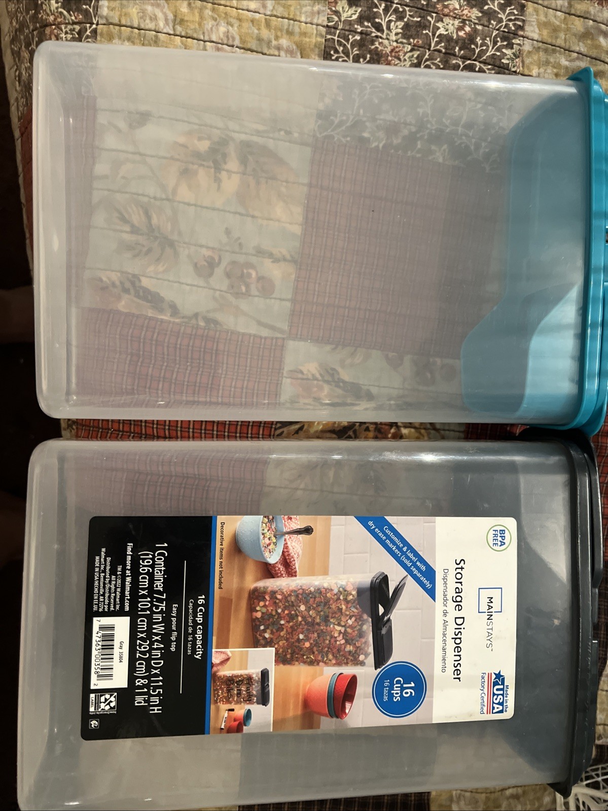 Mainstays Cereal Keeper 2-Pack 16-Cup with Lids Lot of2 Storage Containers USA
